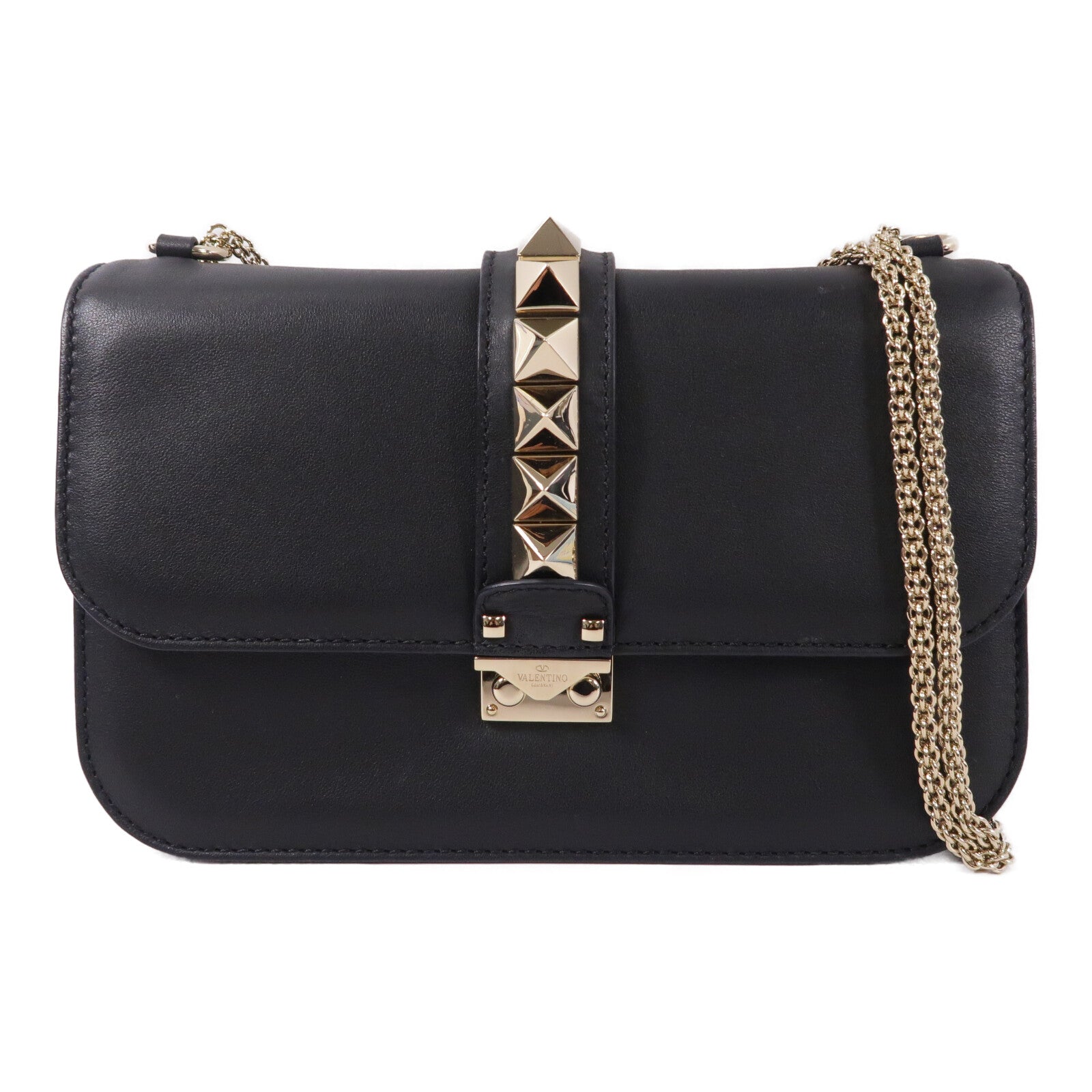 Valentino 牛皮皮革Rockstud Glam Lock鏈帶肩背袋