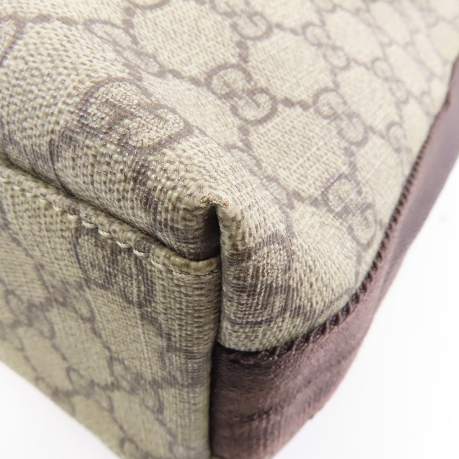 GUCCI 塗層帆布Shoulder Bag銀扣肩背袋啡色