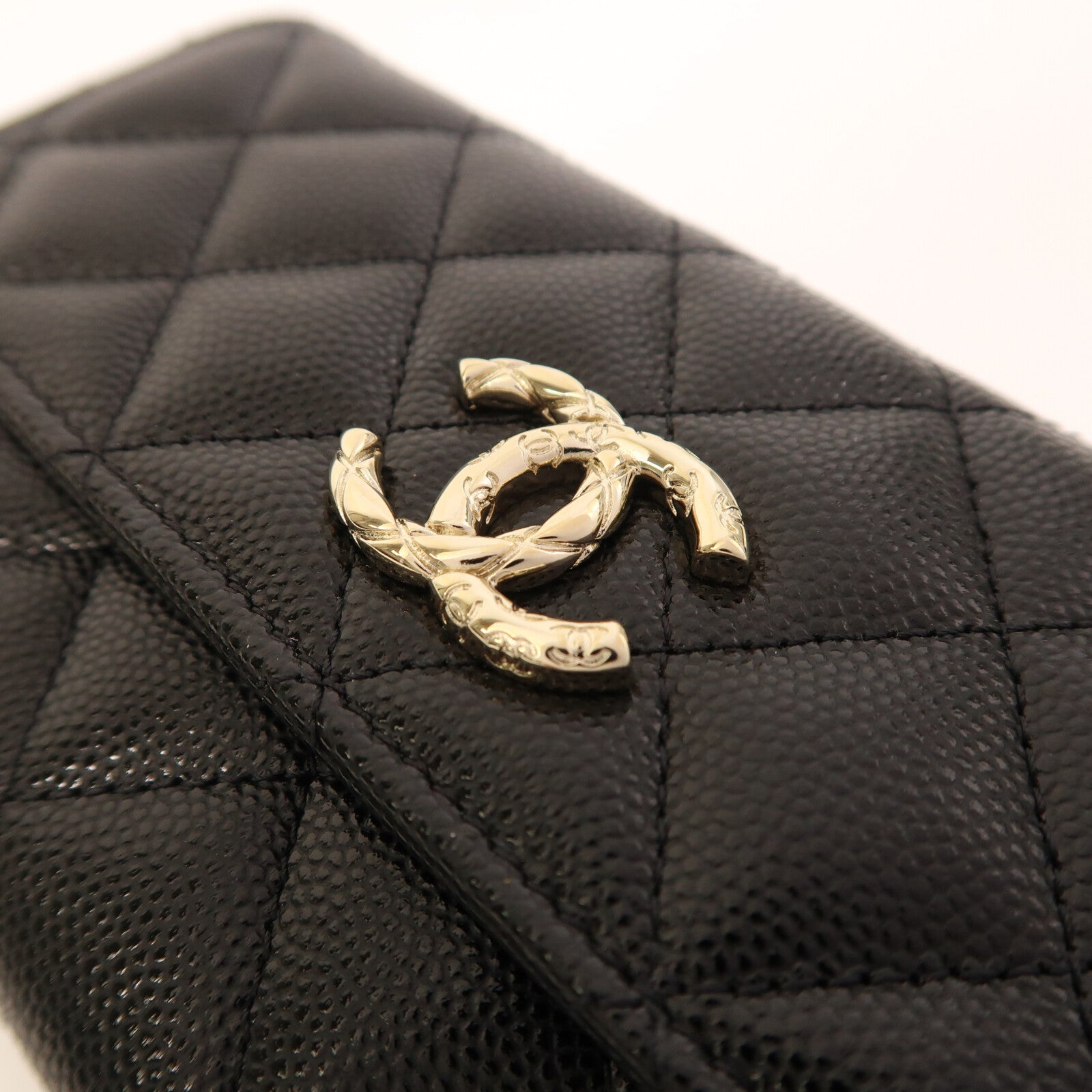 CHANEL 牛皮皮革Long Wallet金扣長錢包
