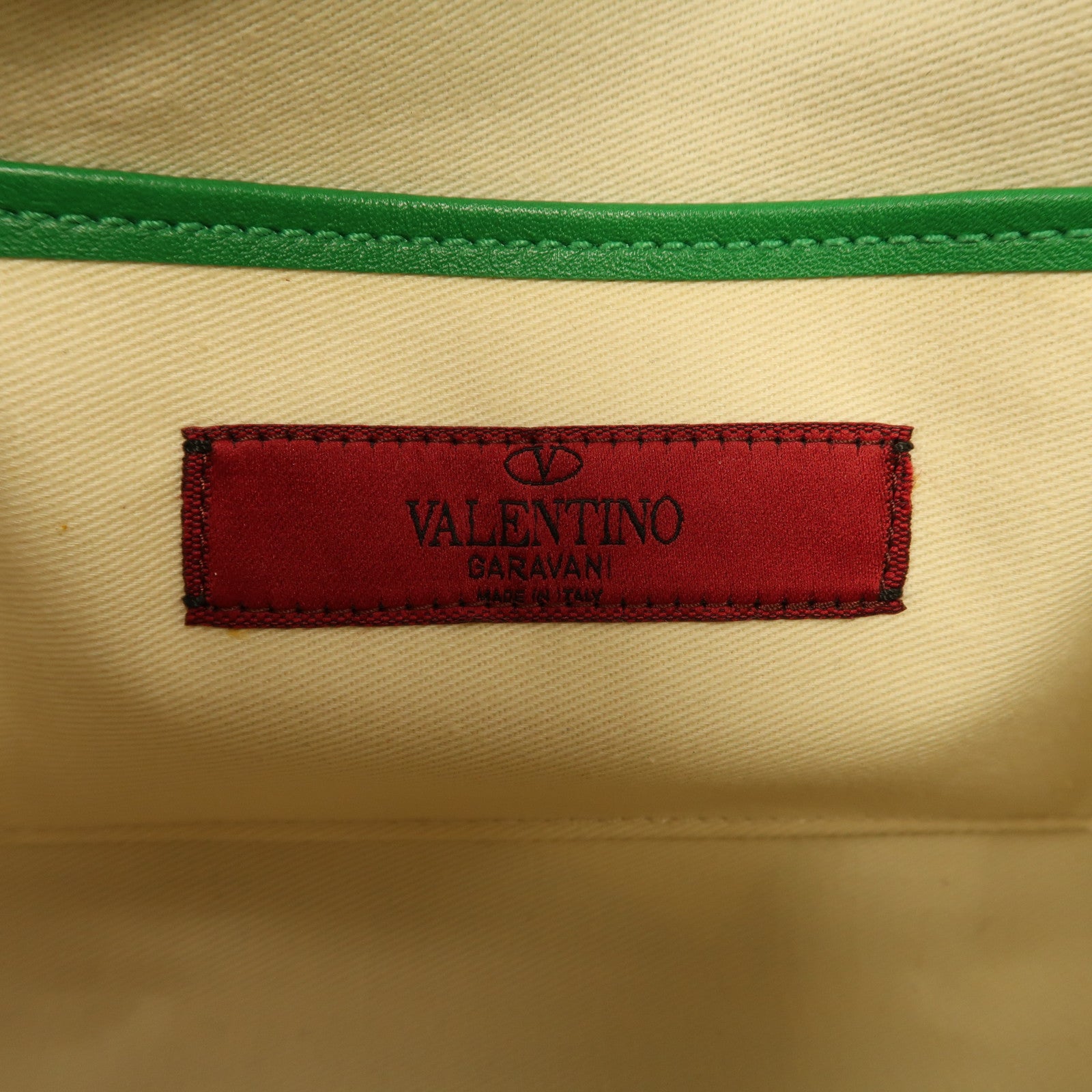 Valentino 牛皮皮革Garavani Rockstud銀扣肩背袋綠色/白色