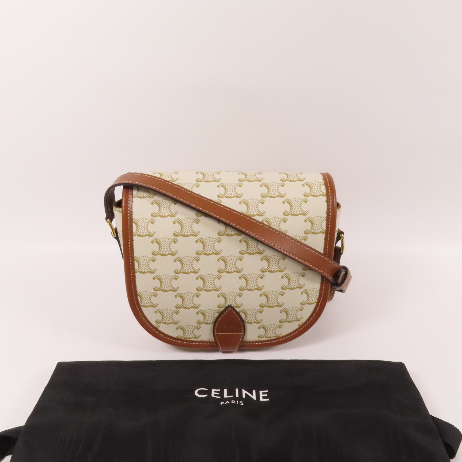 CELINE 【激減優惠】塗層帆布Folco Bag金扣肩背袋