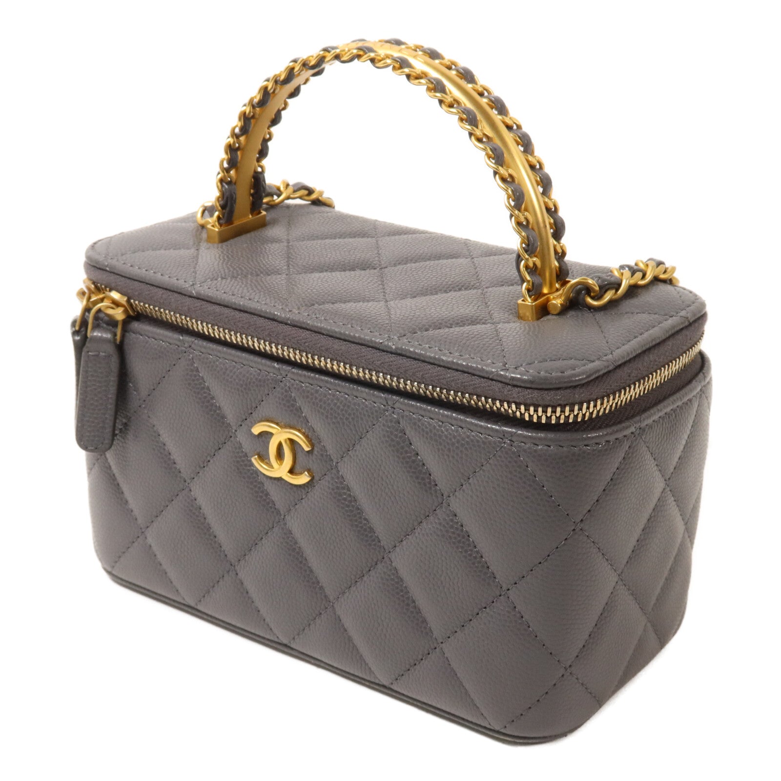 CHANEL 牛皮皮革Top Handle Vanity Case鏈帶手挽肩背兩用袋