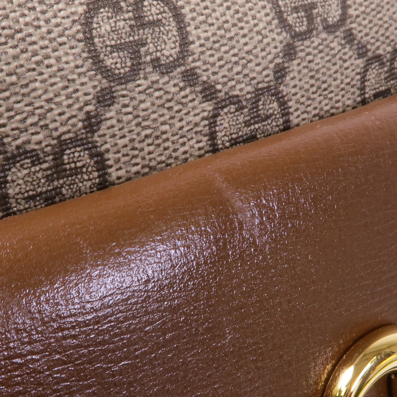 GUCCI 塗層帆布Horsebit 1955金扣肩背袋