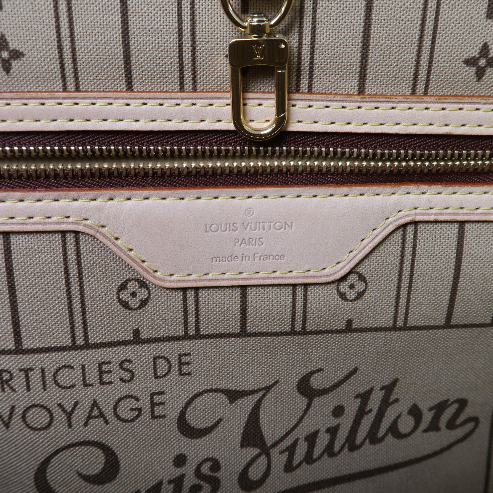 LOUIS VUITTON Monogram Neverfull GM金扣手挽袋啡色