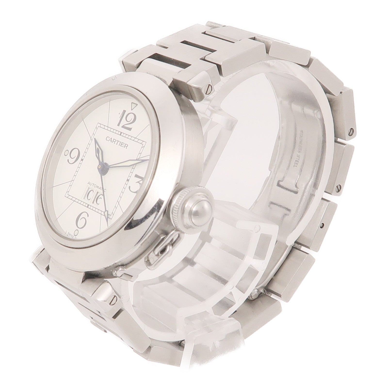CARTIER Pasha不鏽鋼手錶自動機芯白色