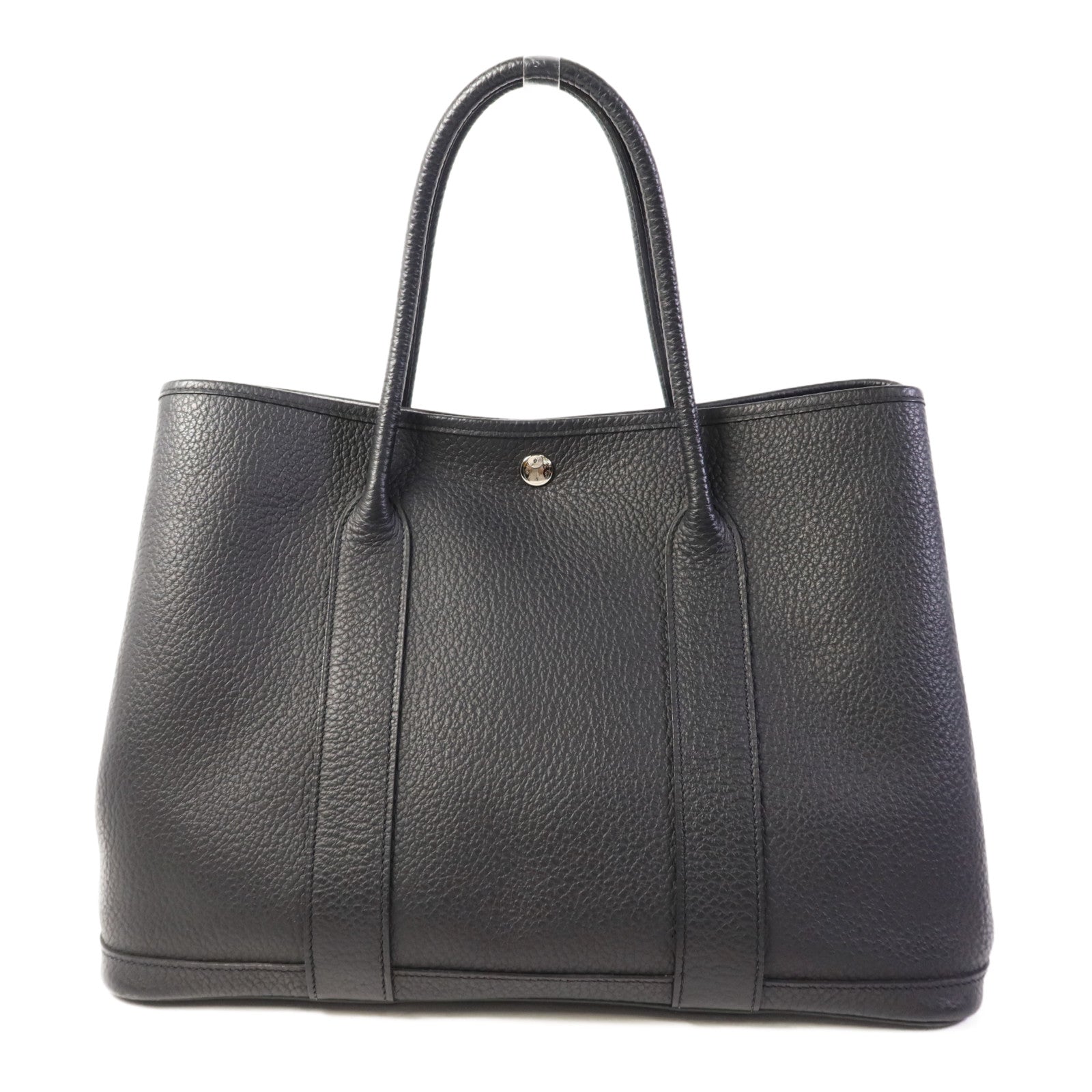 HERMES Negonda皮革Garden Party PM銀扣手挽袋Noir