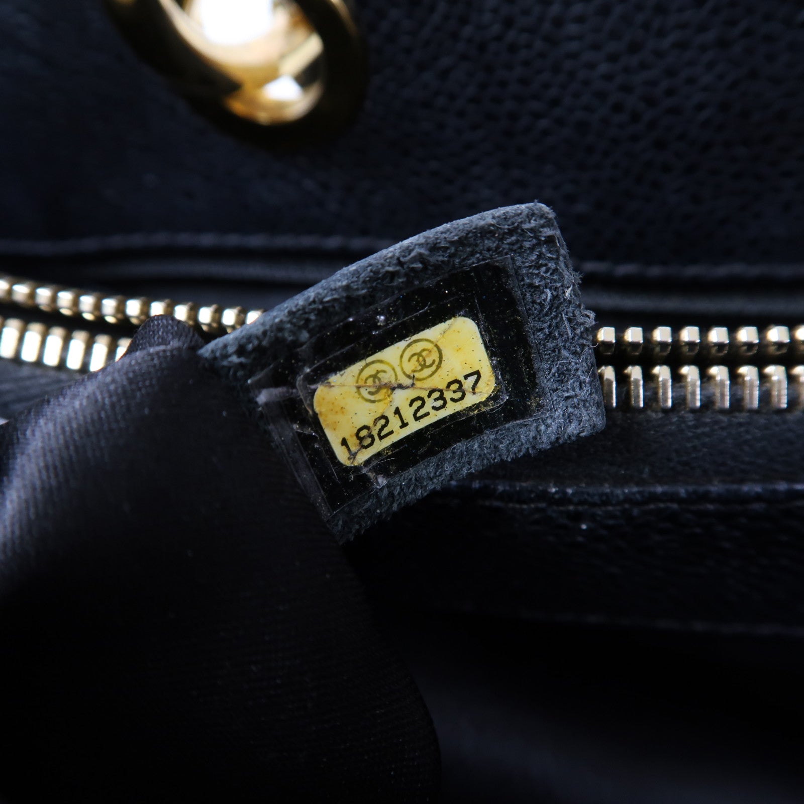 CHANEL 菱格Caviar皮革Grand Shopping Tote Bag金扣肩背袋黑色