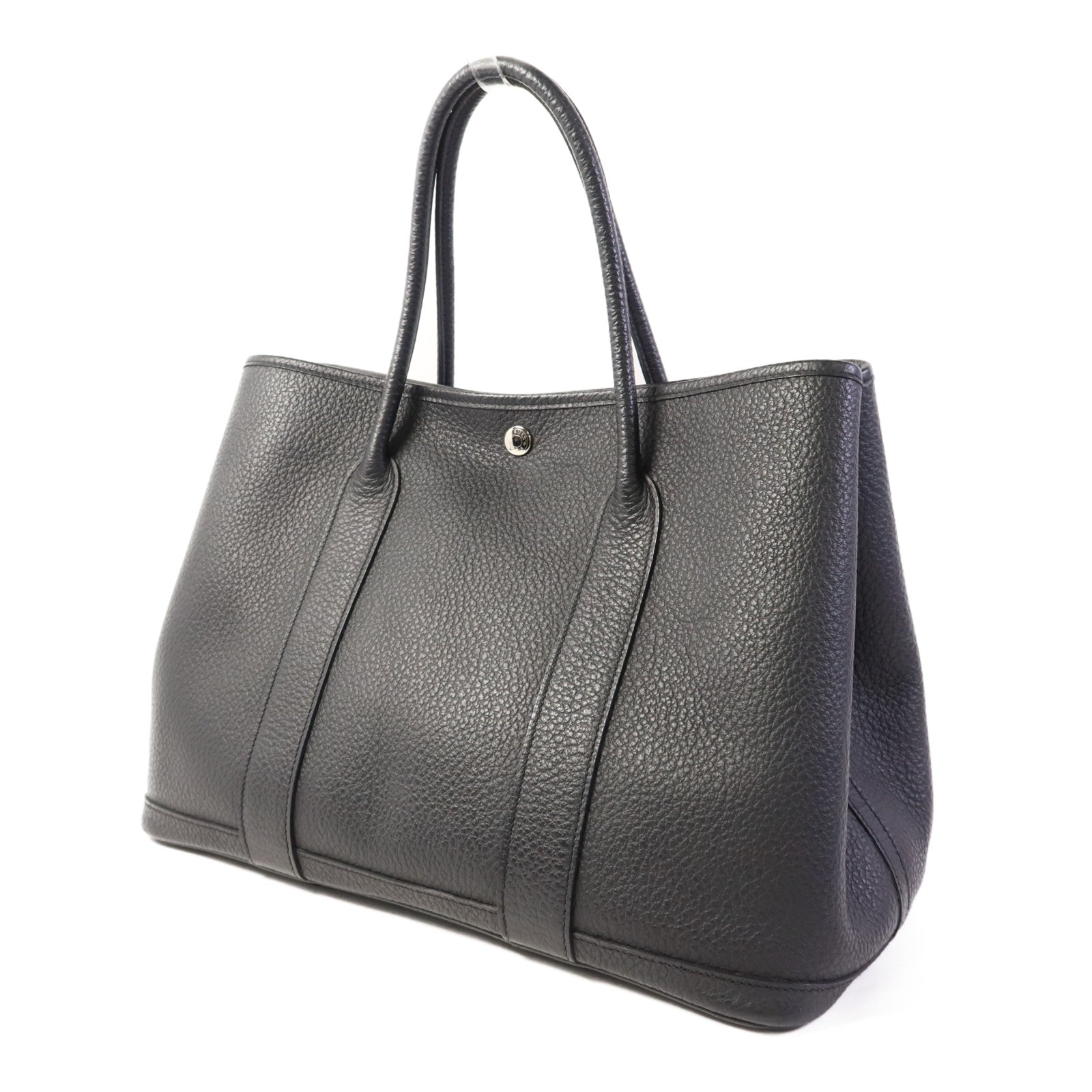 HERMES Negonda皮革Garden Party PM銀扣手挽袋Noir
