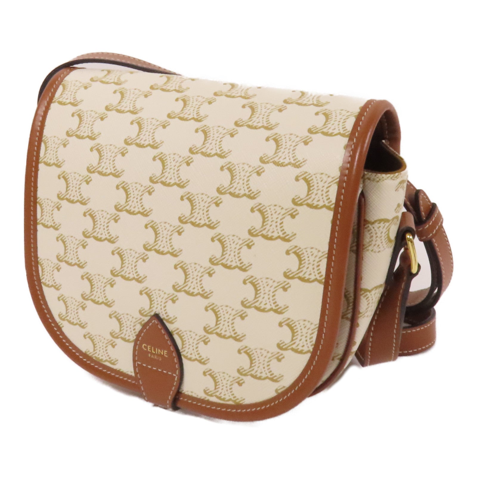 CELINE 塗層帆布Folco Bag金扣肩背袋