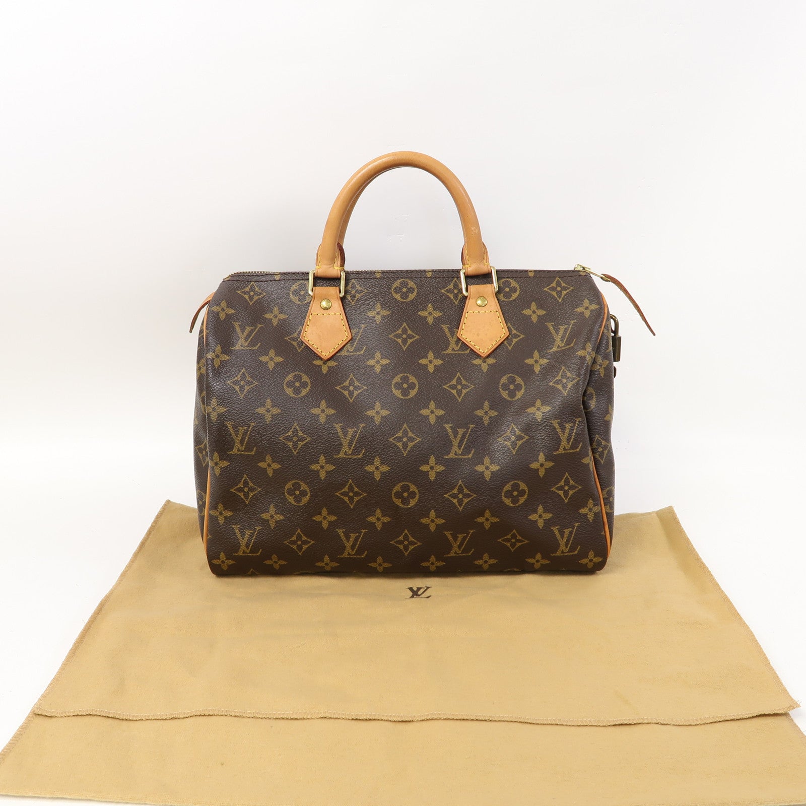 LOUIS VUITTON Monogram Speedy 30金扣手挽袋啡色