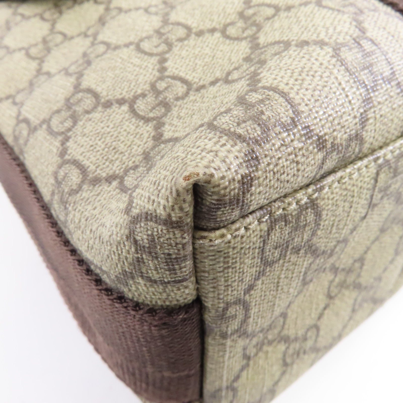 GUCCI 塗層帆布Shoulder Bag銀扣肩背袋啡色
