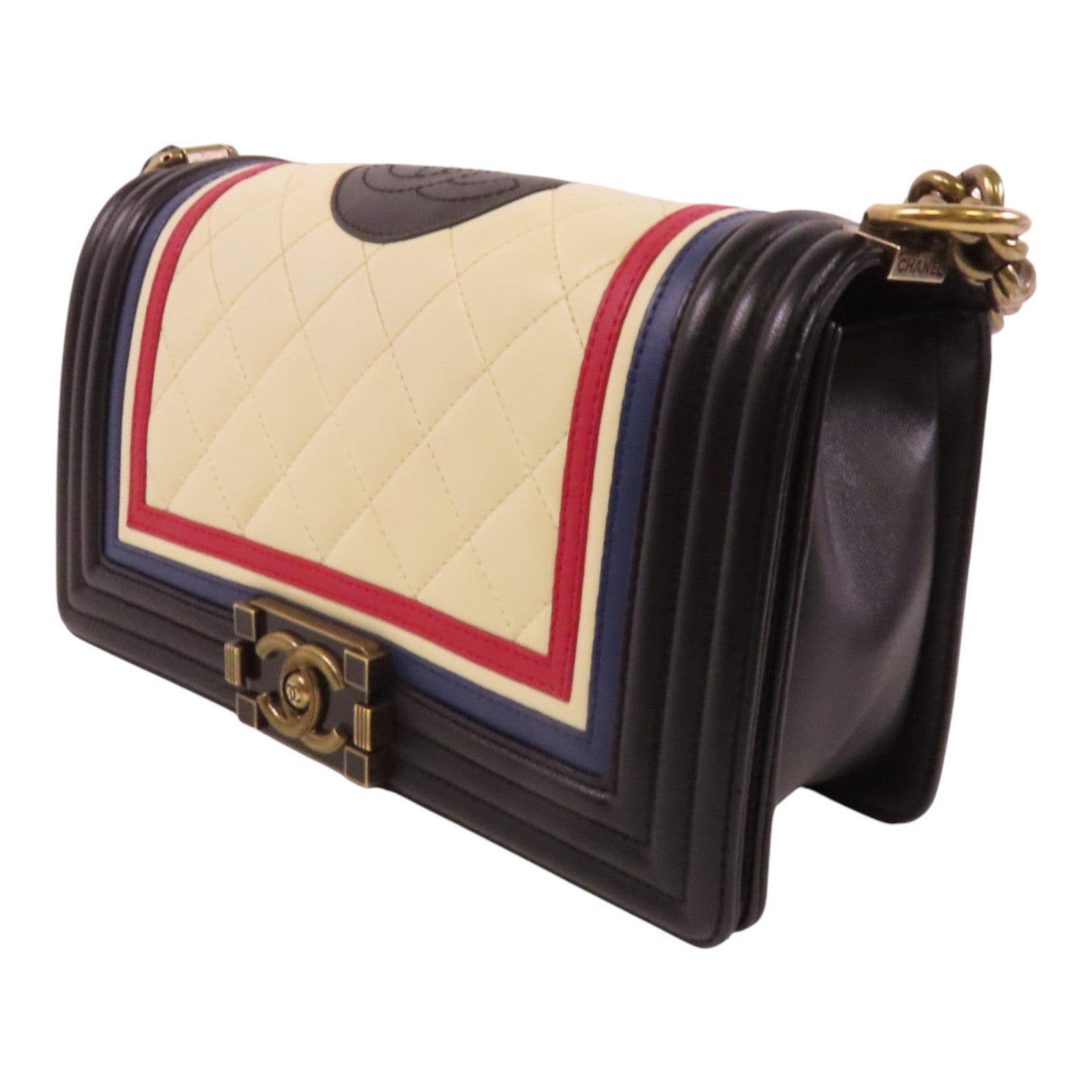 CHANEL 牛皮皮革Boy Chanel 25銀扣鏈帶肩背袋