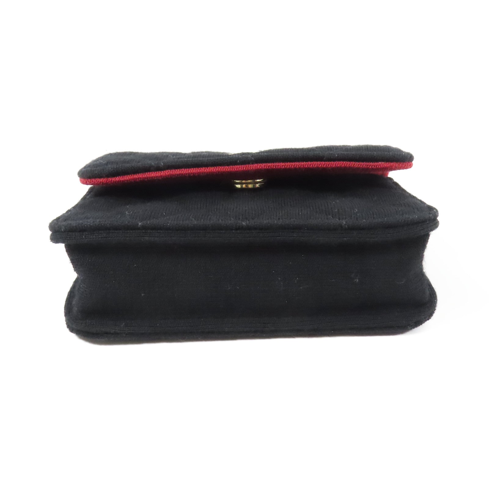 CHANEL 棉質Mini Chain Bag金扣鏈帶肩背袋