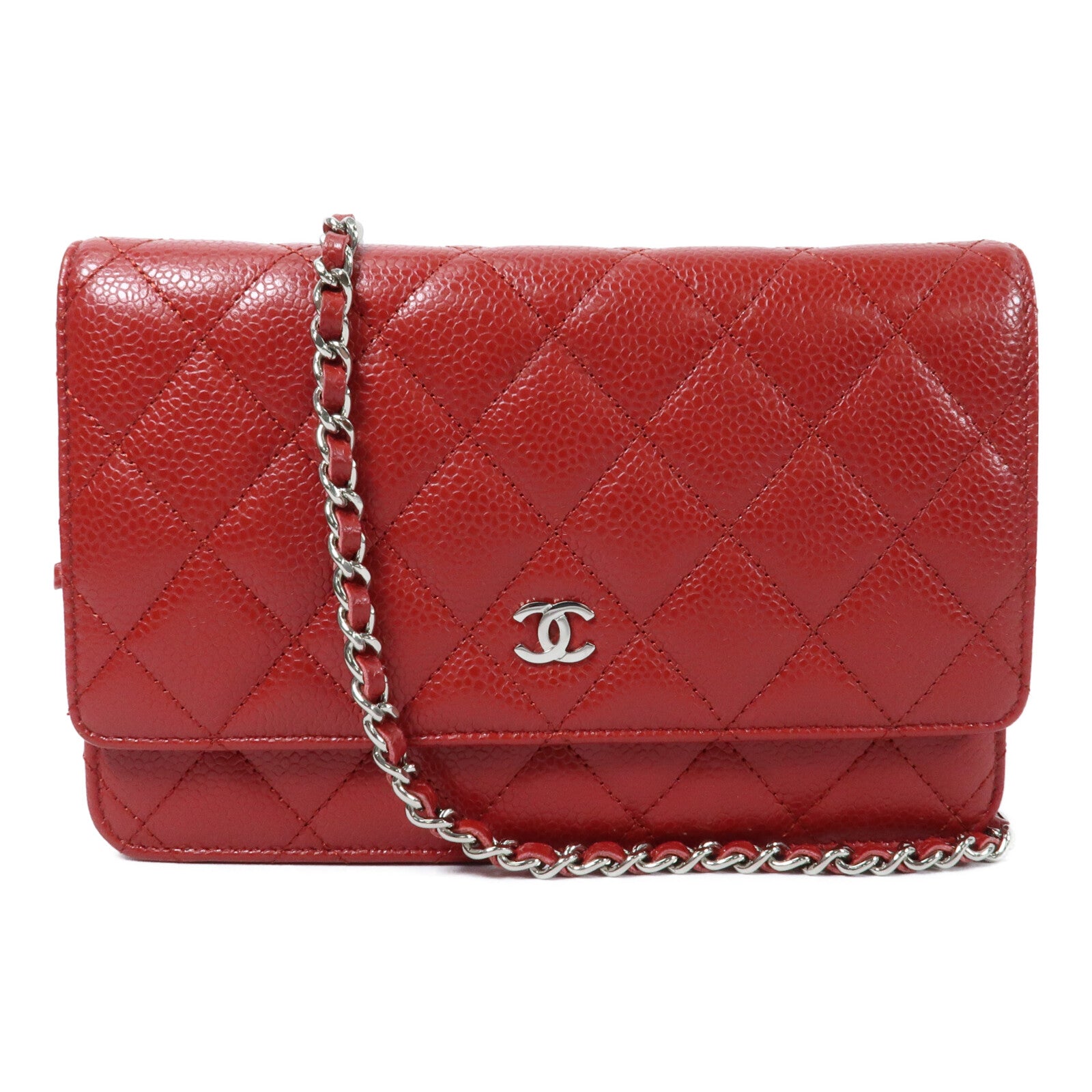 CHANEL 牛皮皮革WOC Wallet On Chain銀扣肩背袋