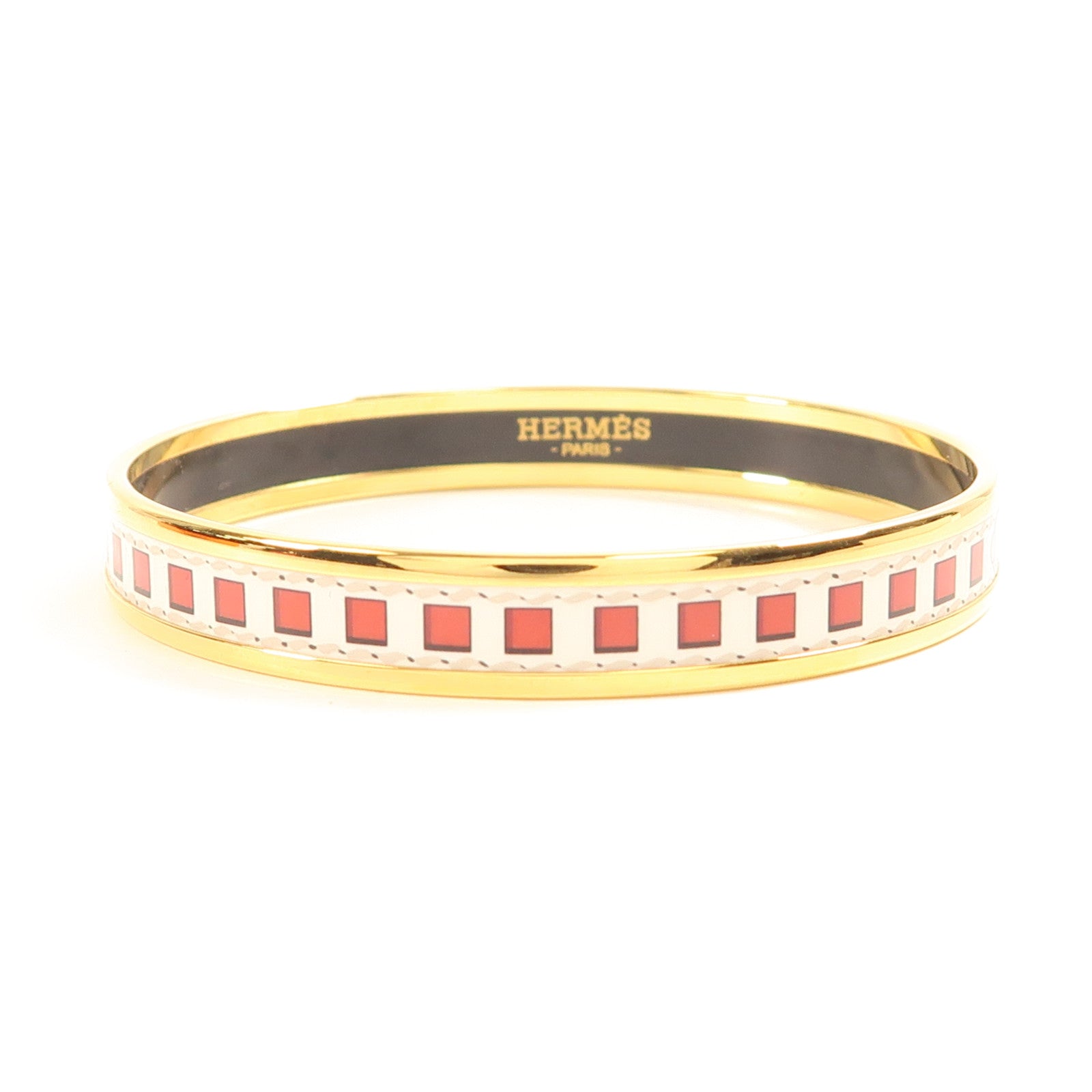 HERMES Quadrige Bangle Metal Grey/Red/White