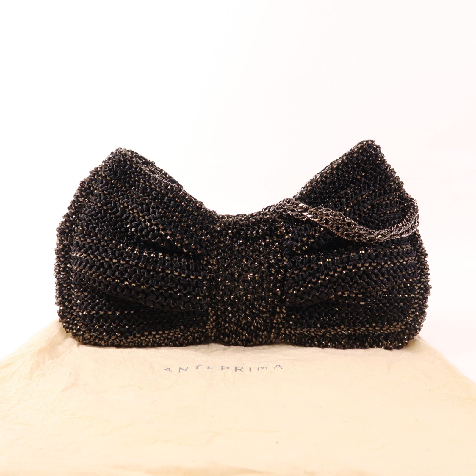 ANTEPRIMA SHW Chain Shoulder Bag PVC/Canvas Black/Brown