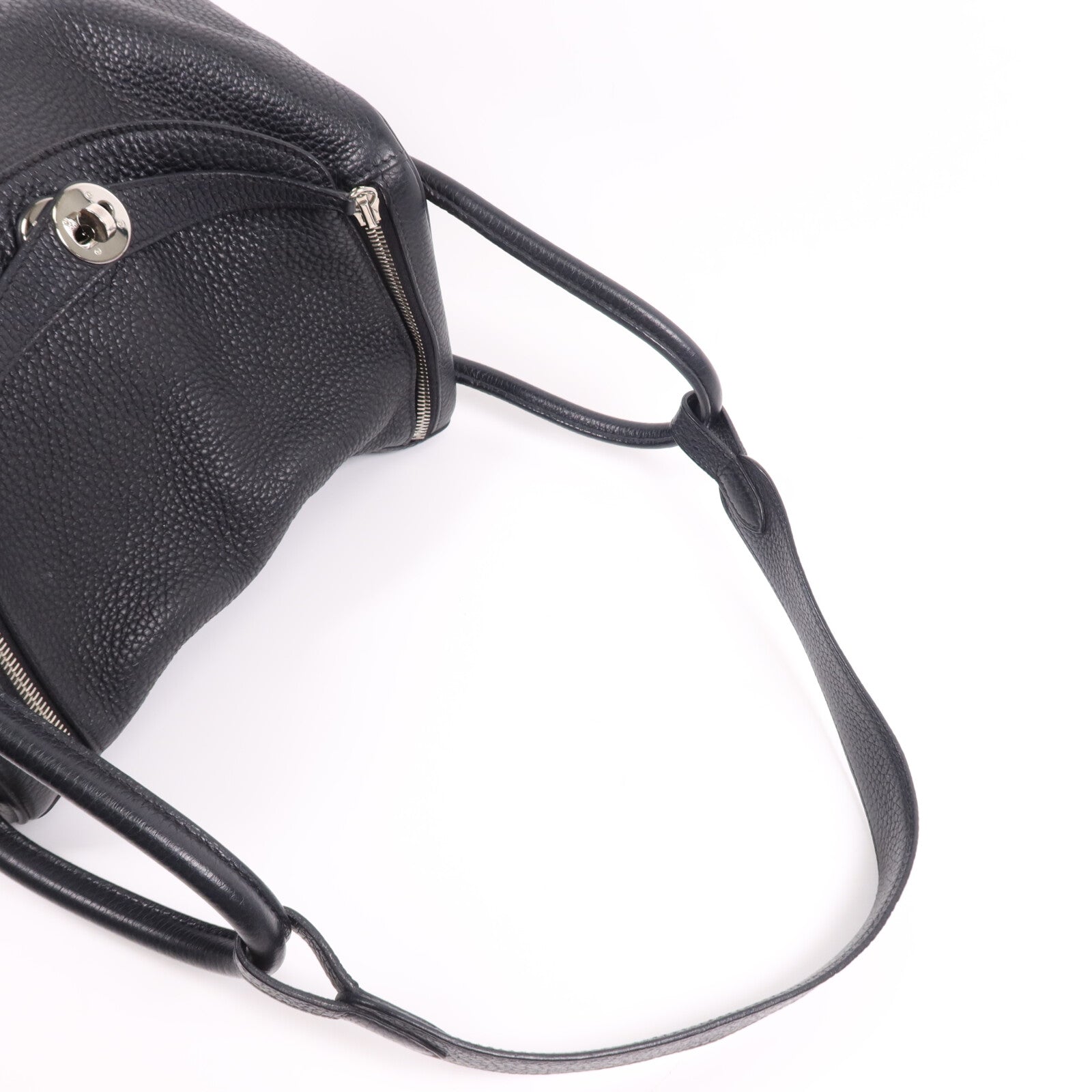 HERMES Clemence皮革Lindy 30銀扣手挽肩背兩用袋Noir