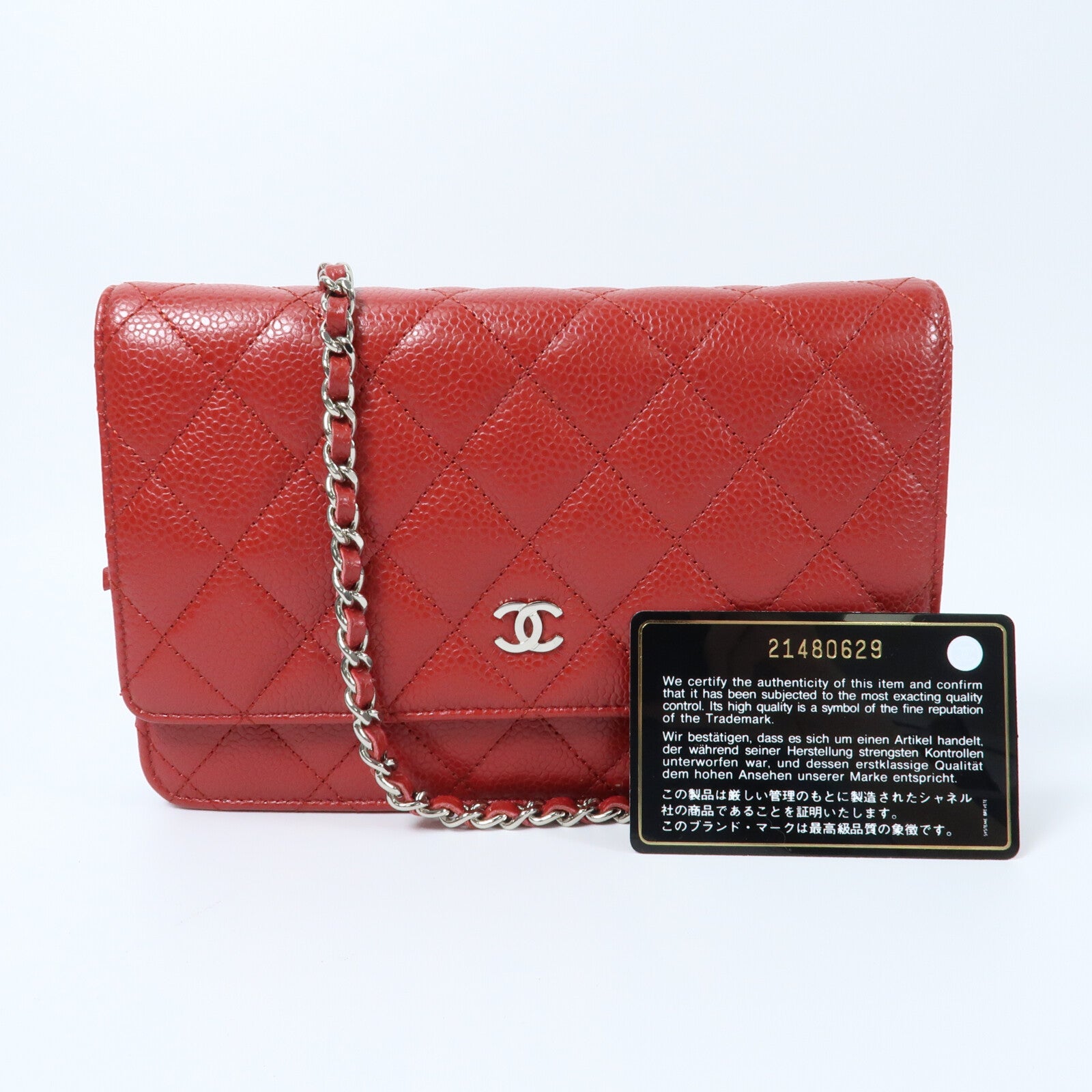 CHANEL 牛皮皮革WOC Wallet On Chain銀扣肩背袋