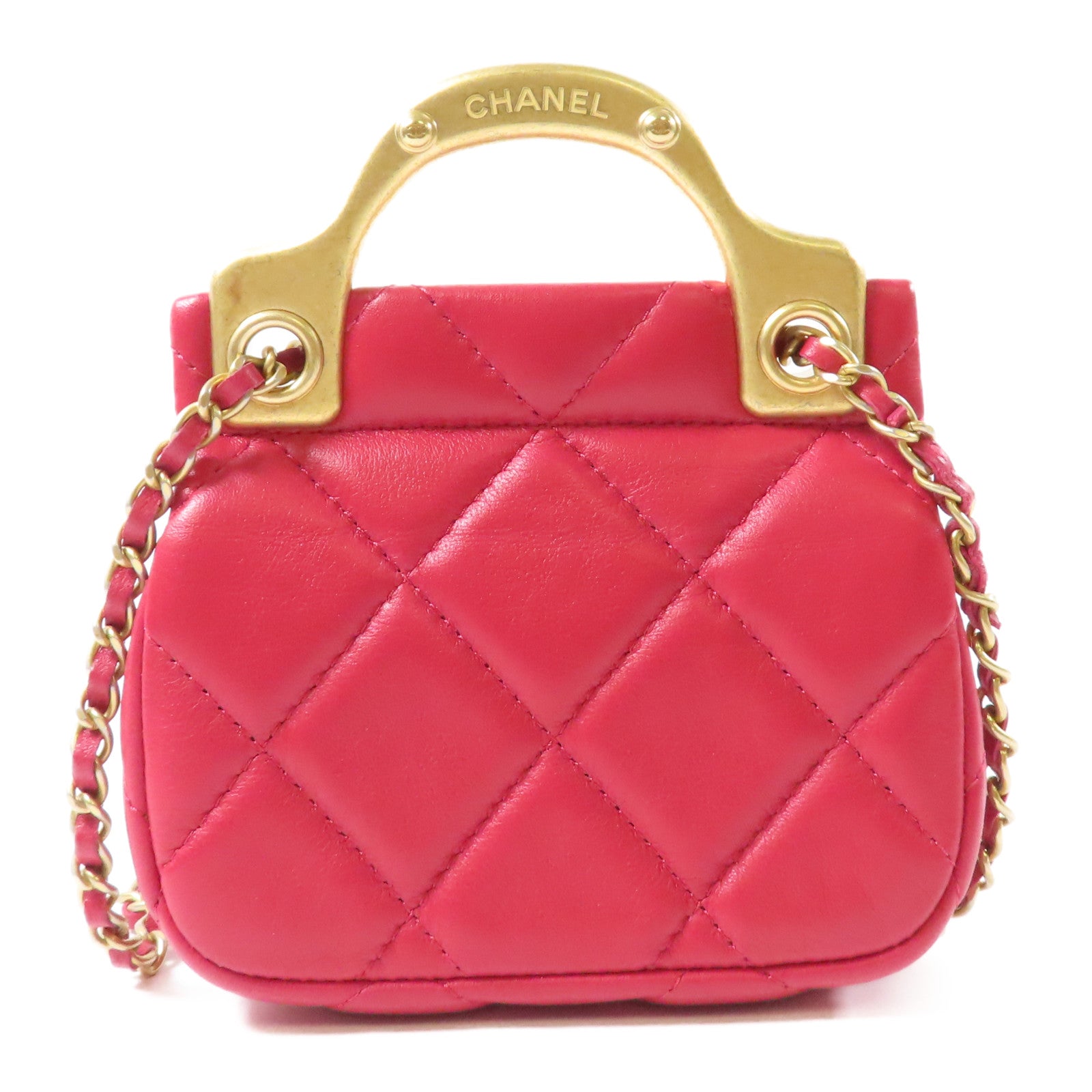 CHANEL (PRICE DOWN) Quilted CC GHW Chain Shoulder Bag 2 Way Bag Calfskin Leather Red