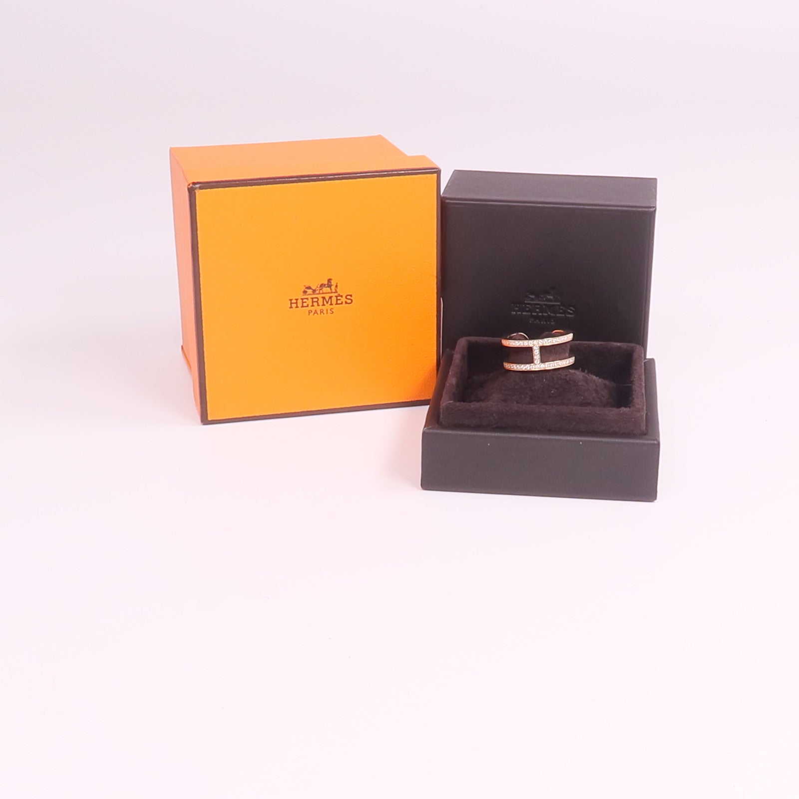 HERMES 18K玫瑰金Ever Chaine D'ancre Ring鑽石戒指