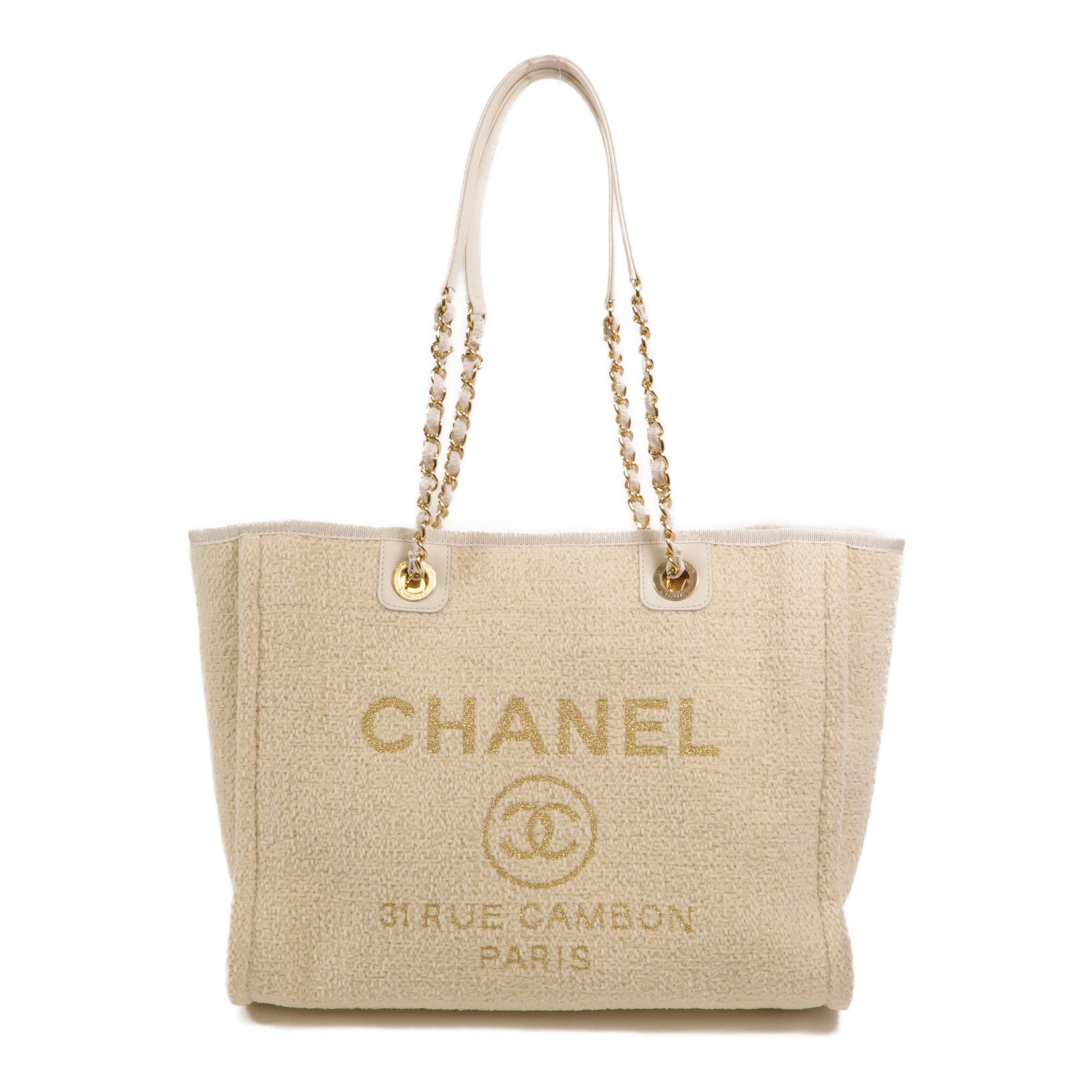 CHANEL Tweed Deauville Small Tote鏈帶肩背袋