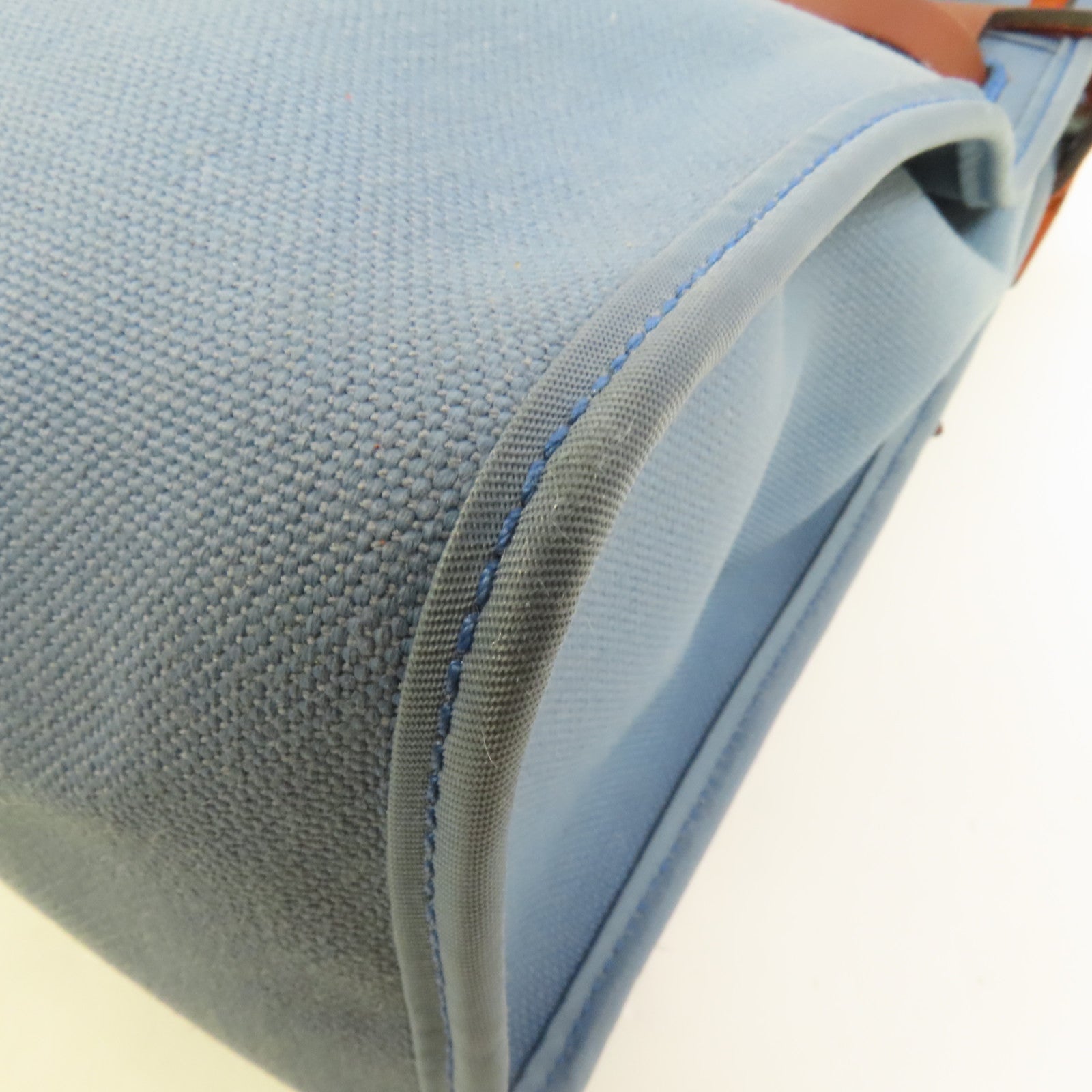 HERMES 帆布HerBag PM銀扣手挽肩背兩用袋Blue Agate