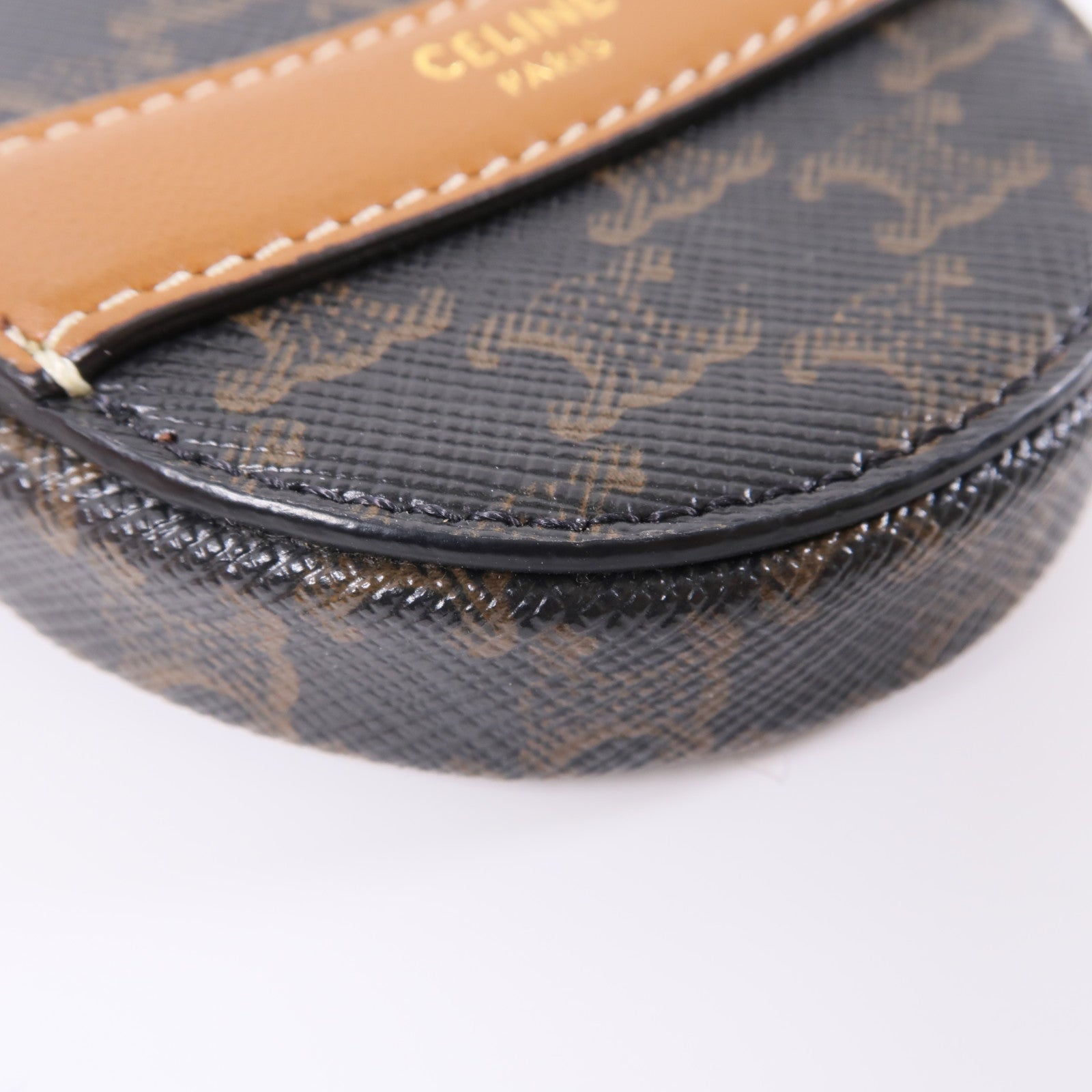 CELINE 塗層帆布Coin Case金扣零錢包黑色/棕色
