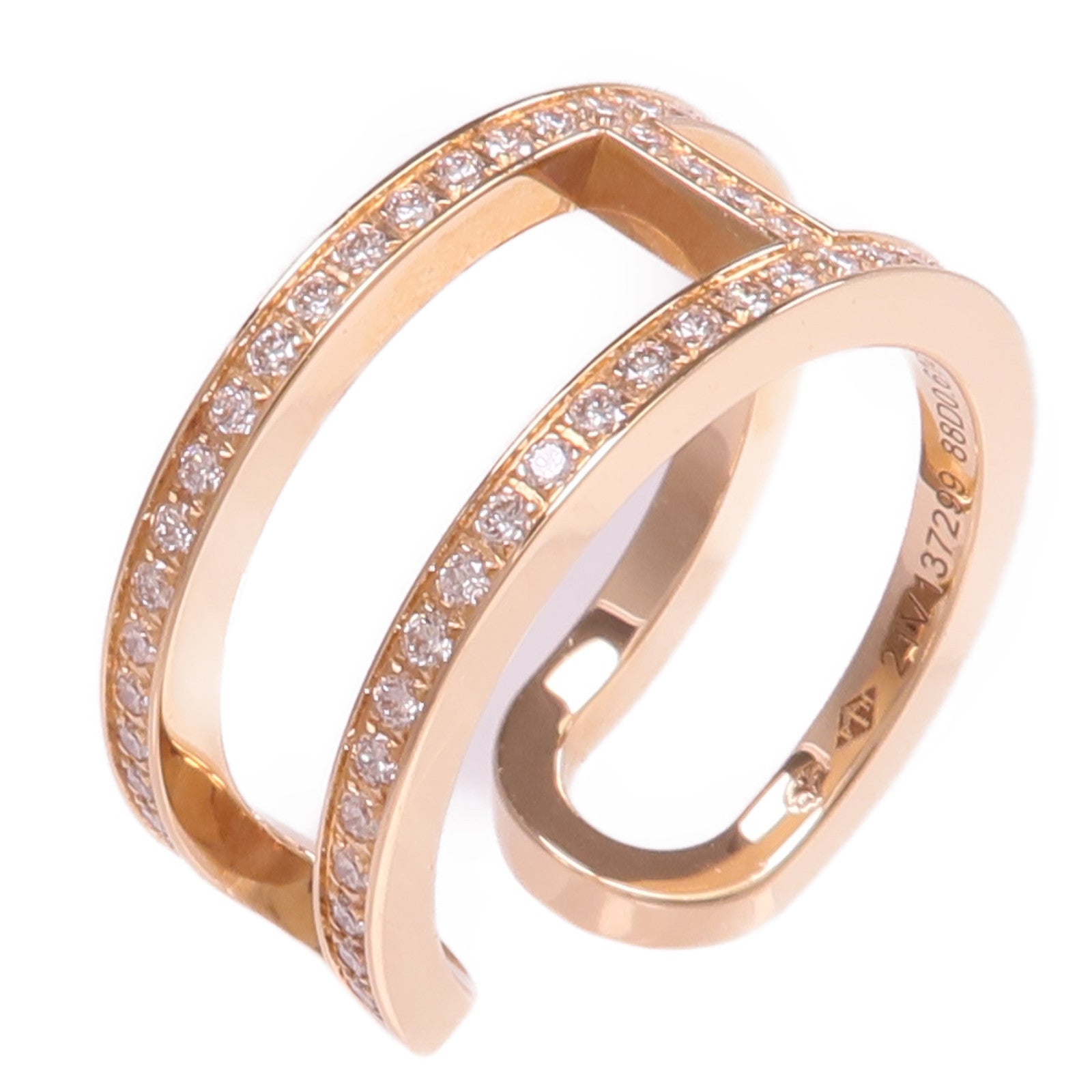 HERMES 18K玫瑰金Ever Chaine D'ancre Ring鑽石戒指