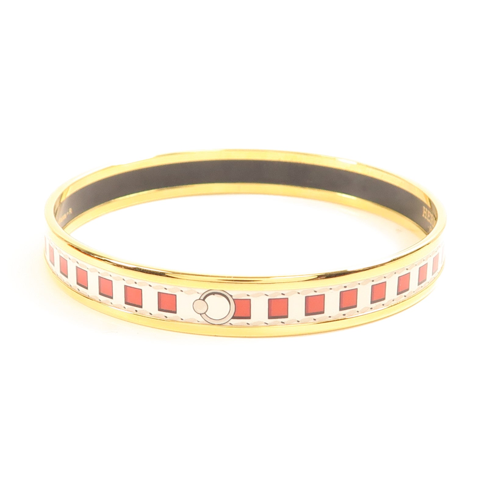 HERMES Quadrige Bangle Metal Grey/Red/White