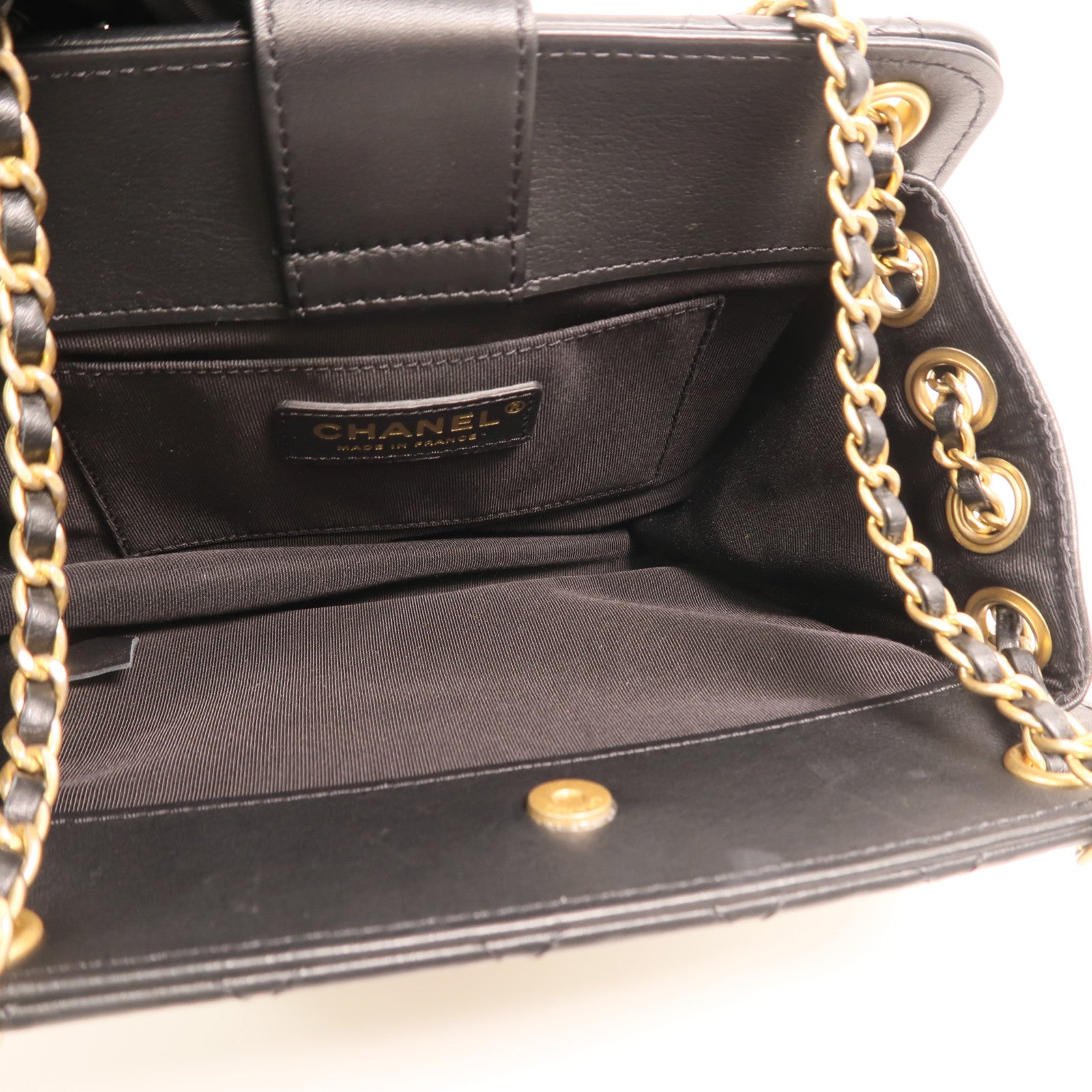 CHANEL 羊皮皮革CC Chain Accordion Bag金扣鏈帶肩背袋