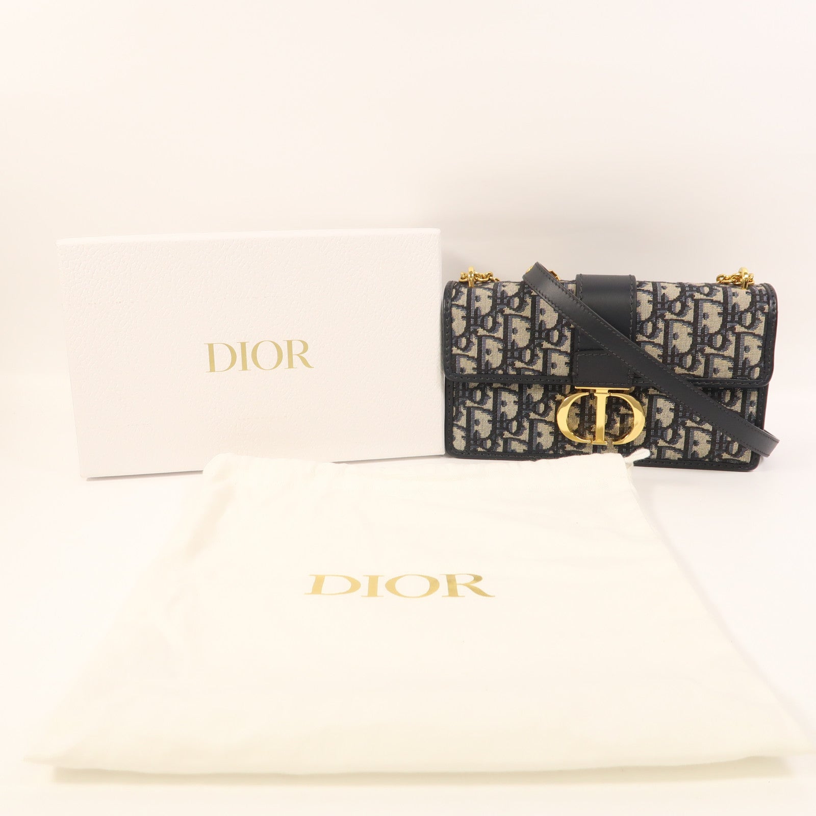 Dior 帆布30 Montaigne金扣鏈帶肩背袋
