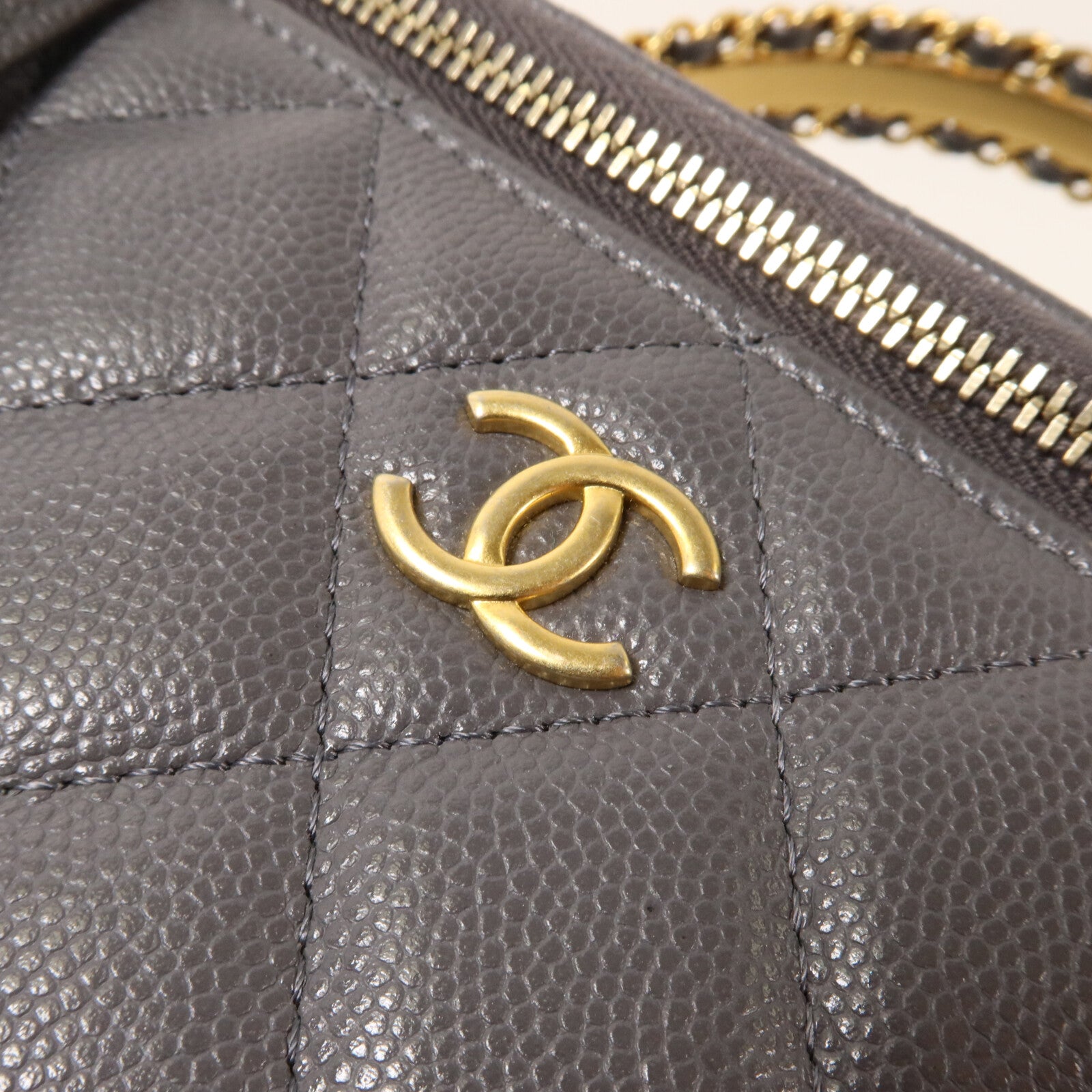 CHANEL 牛皮皮革Top Handle Vanity Case鏈帶手挽肩背兩用袋