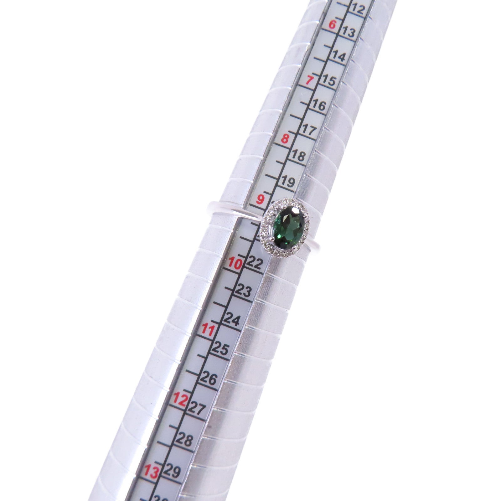 JEWELRY 18K白金Tourmaline/Diamond Ring 0.832ct電氣石/0.08ct鑽石戒指US#9.25
