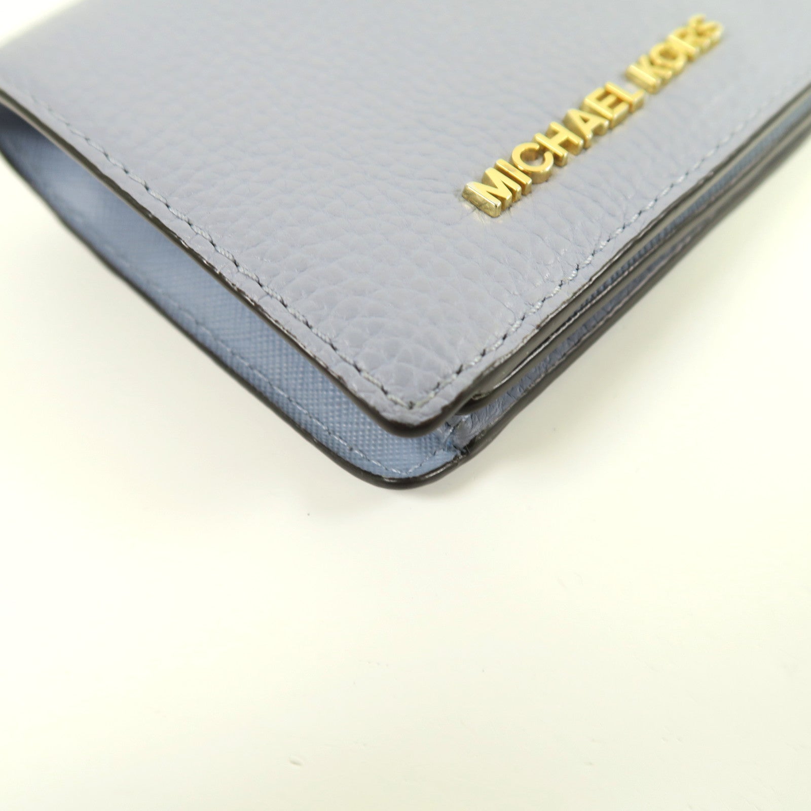 Michael Kors 【激減優惠】牛皮皮革Wallet金扣錢包藍色