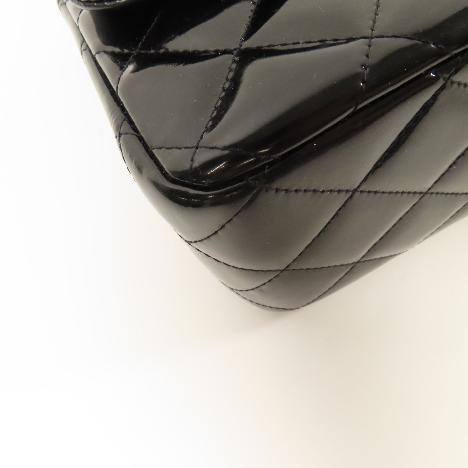 CHANEL CC Large Classic Chain Shoulder Bag Patent Leather Black