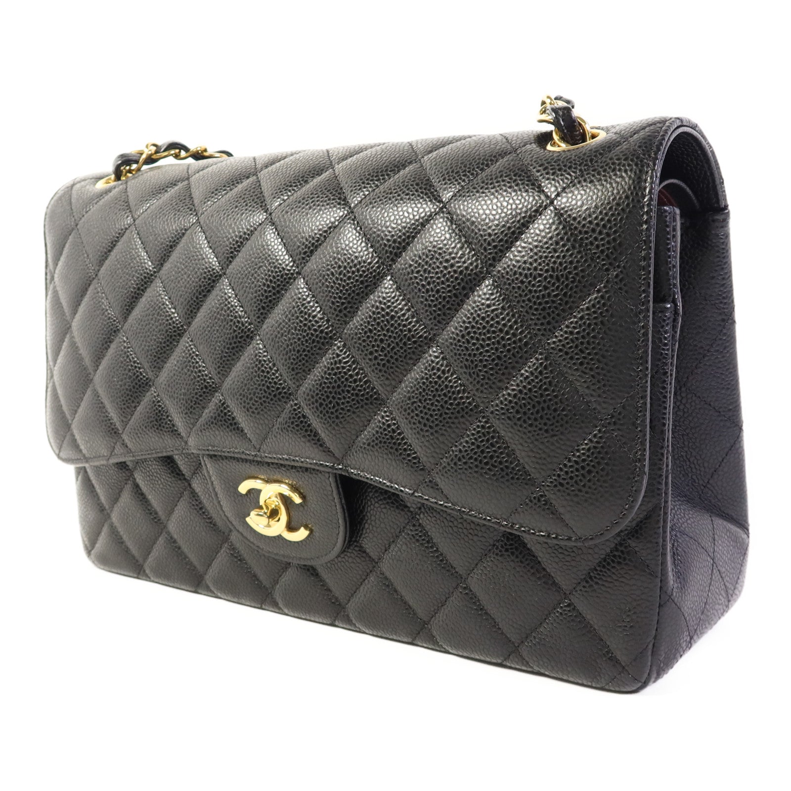 CHANEL 牛皮皮革Large Classic金扣鏈帶肩背袋