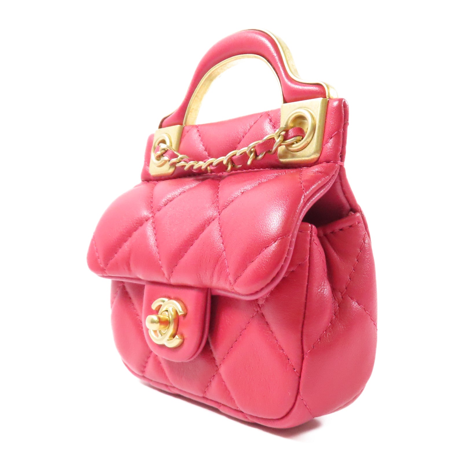 CHANEL (PRICE DOWN) Quilted CC GHW Chain Shoulder Bag 2 Way Bag Calfskin Leather Red