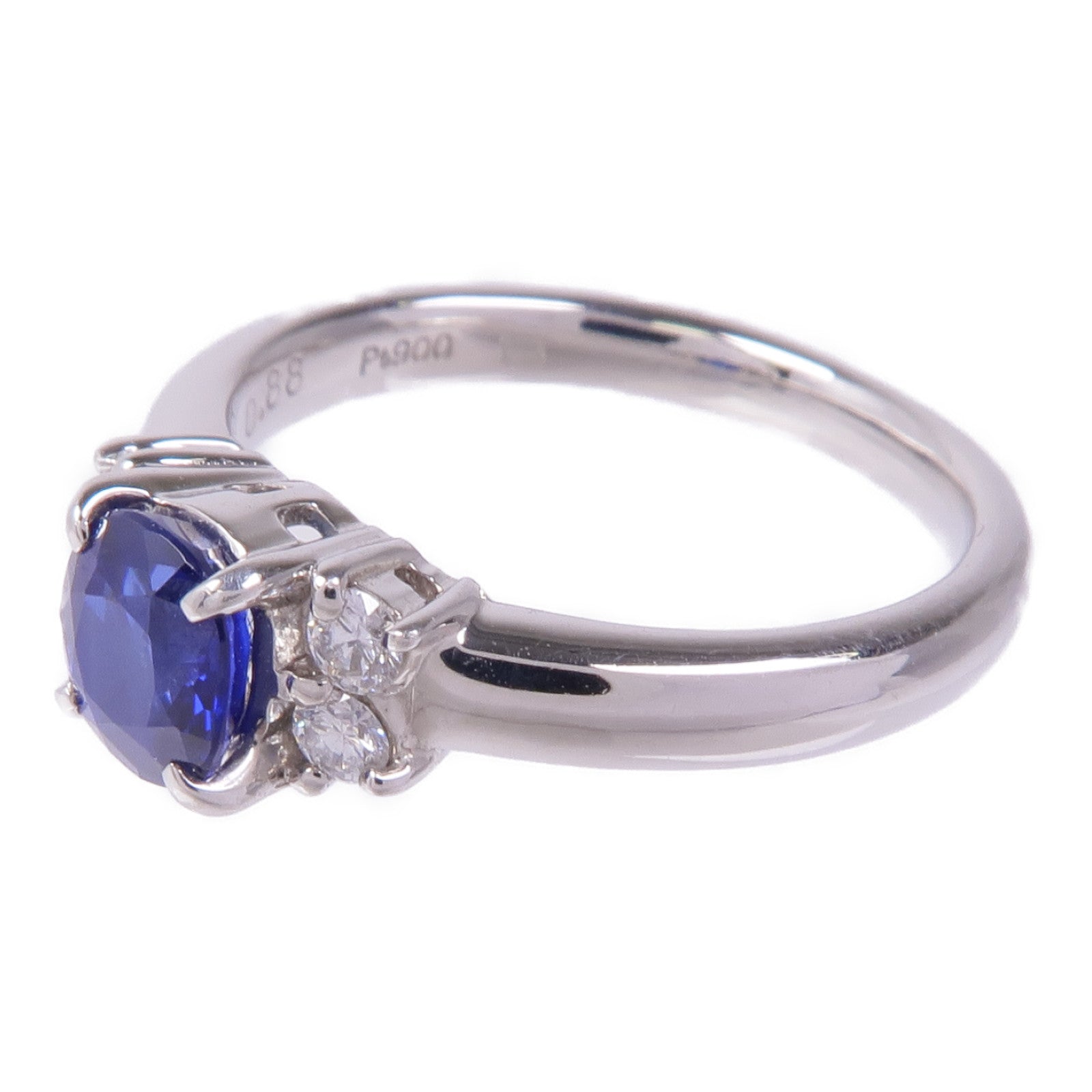 JEWELRY PT900鉑金Sapphire Diamond Ring藍寶石/鑽石戒指US#5.25
