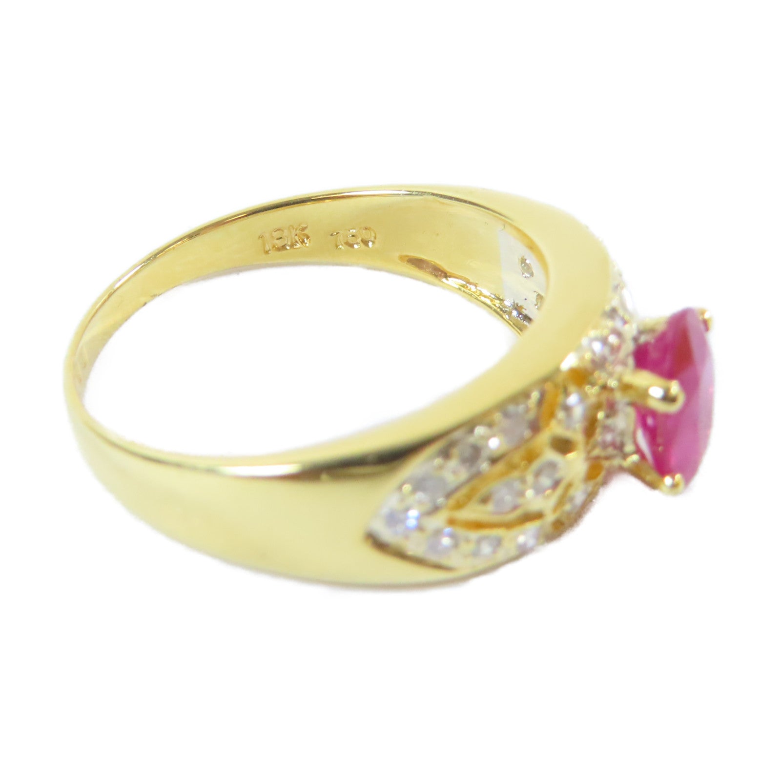 JEWELRY **【激減優惠】18K黃金Diamond Ring0.21ct鑽石/0.78ct紅寶石戒指US#6.25