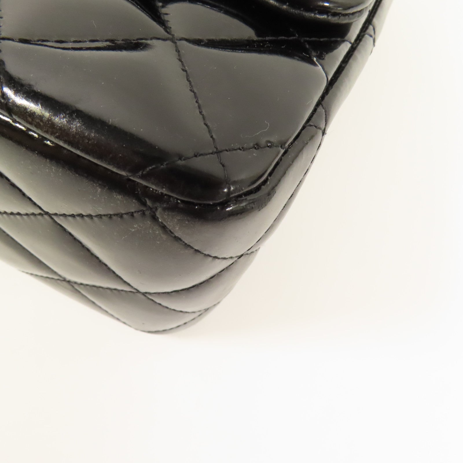 CHANEL CC Large Classic Chain Shoulder Bag Patent Leather Black