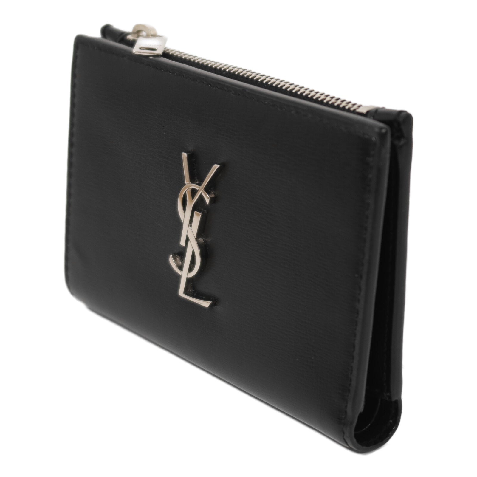 SAINT LAURENT 牛皮皮革Wallet銀扣錢包