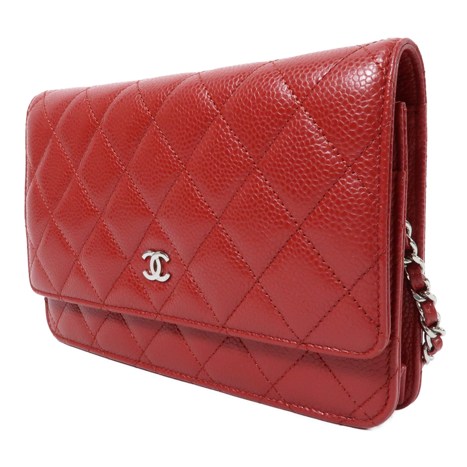 CHANEL 牛皮皮革WOC Wallet On Chain銀扣肩背袋