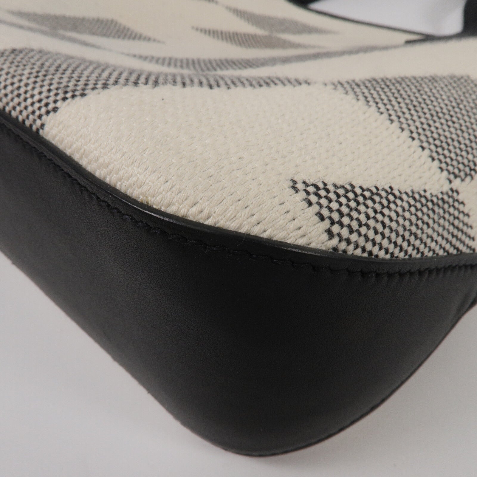HERMES 帆布Cabas H En Biais 27手挽肩背兩用袋Black/Ecru