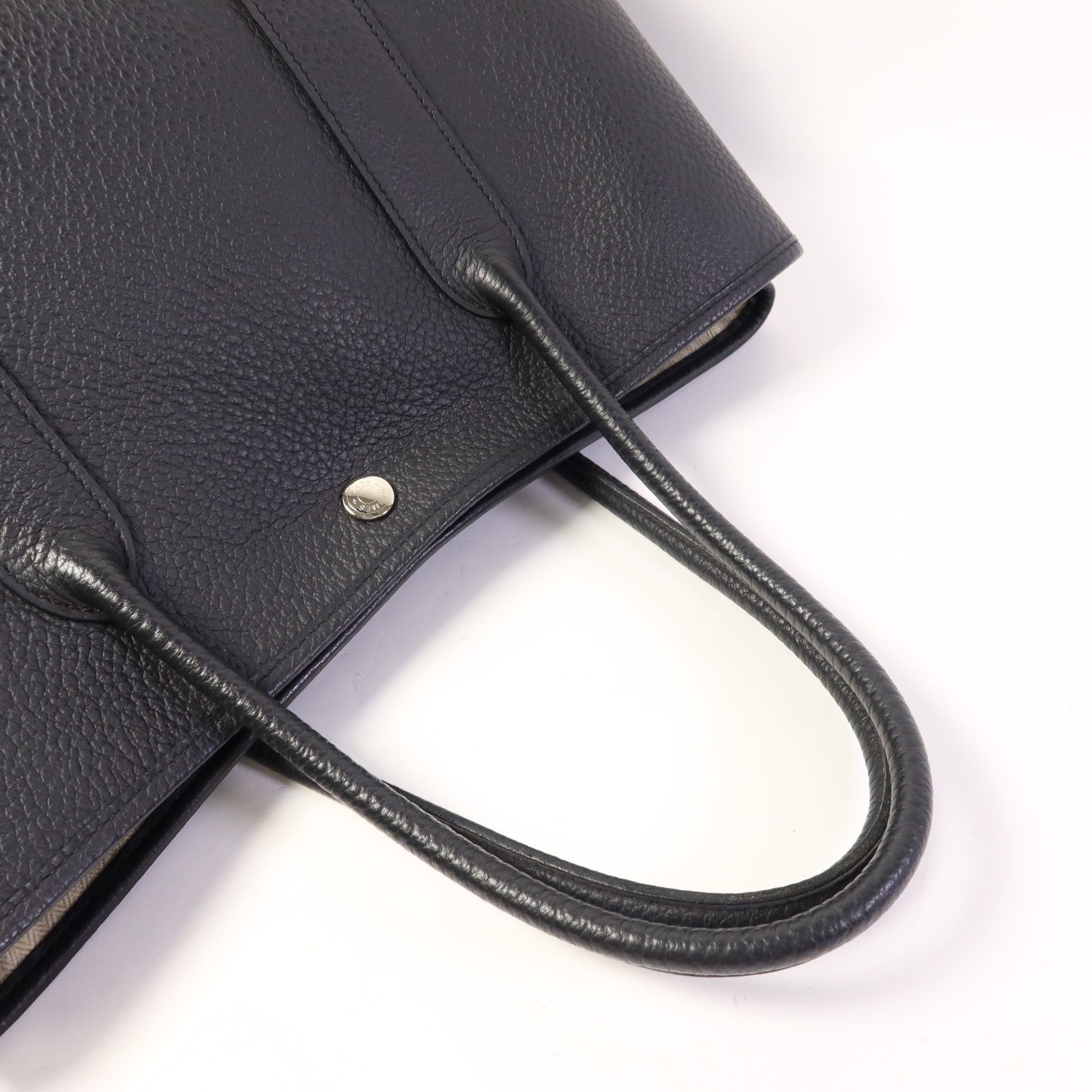 HERMES Negonda皮革Garden Party PM銀扣手挽袋Noir