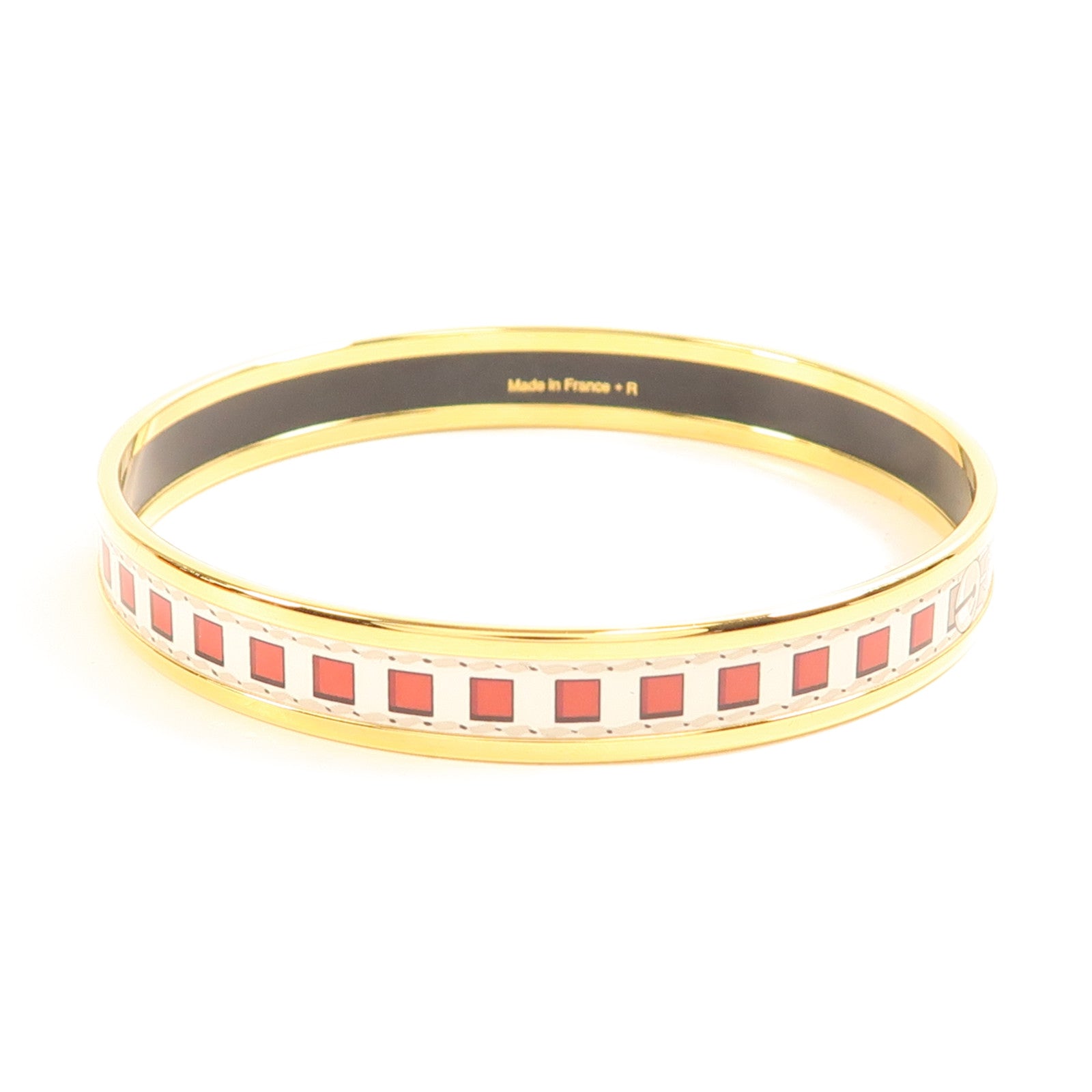 HERMES Quadrige Bangle Metal Grey/Red/White