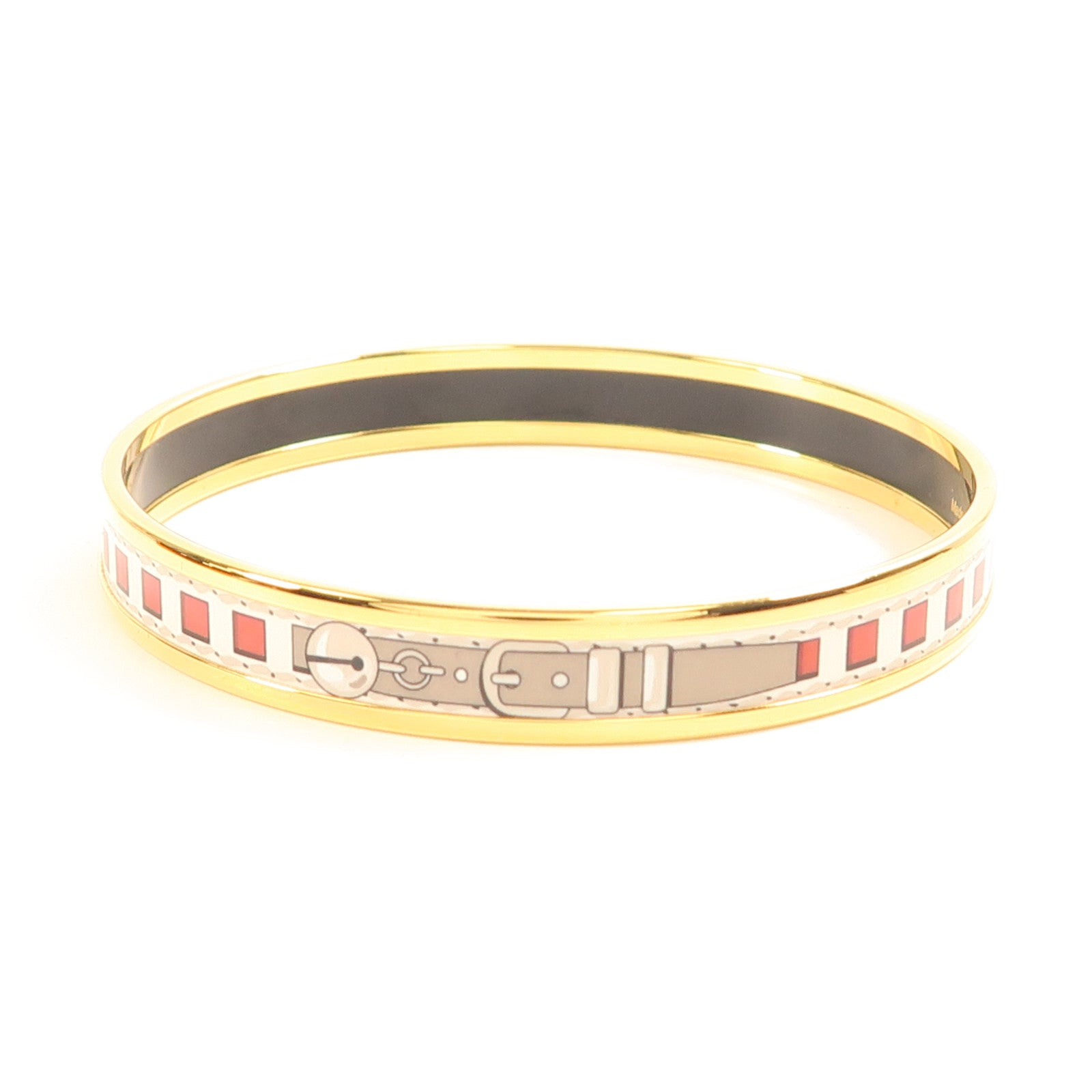 HERMES Quadrige Bangle Metal Grey/Red/White