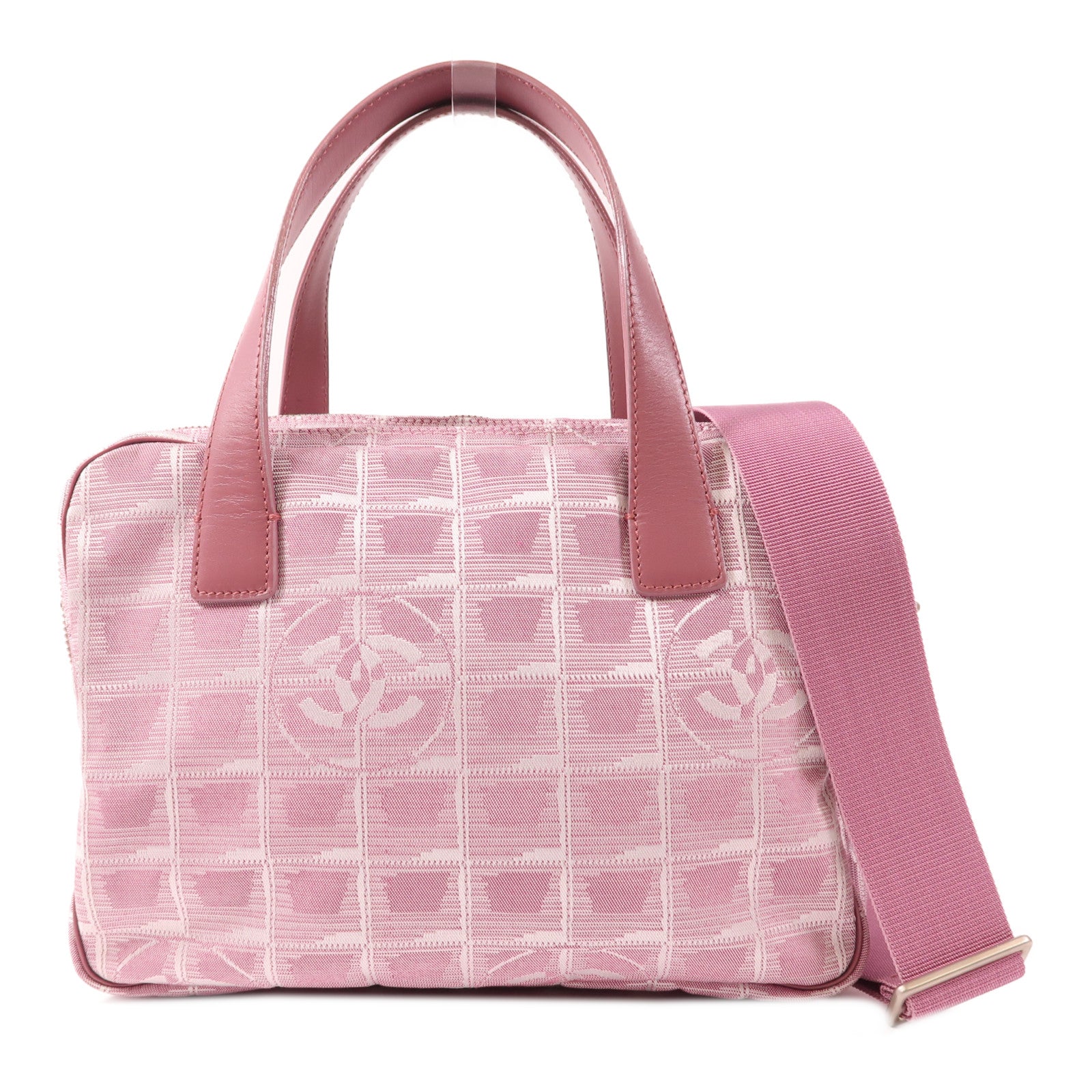 CHANEL 帆布Shoulder Bag銀扣手挽肩背兩用袋