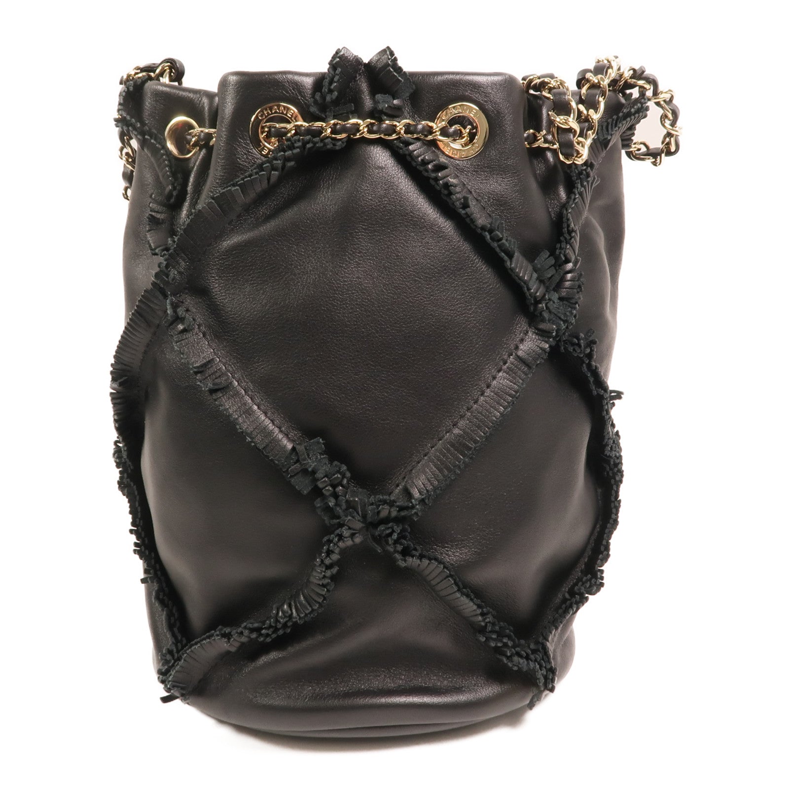 CHANEL 【激減優惠】牛皮皮革Bucket Bag金扣鏈帶肩背袋