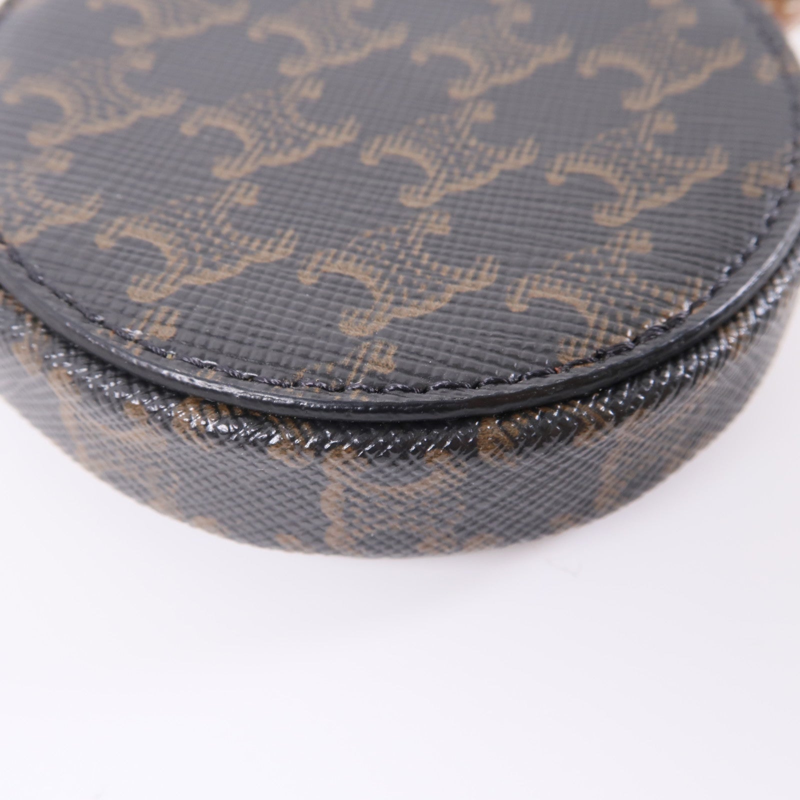 CELINE 塗層帆布Coin Case金扣零錢包黑色/棕色
