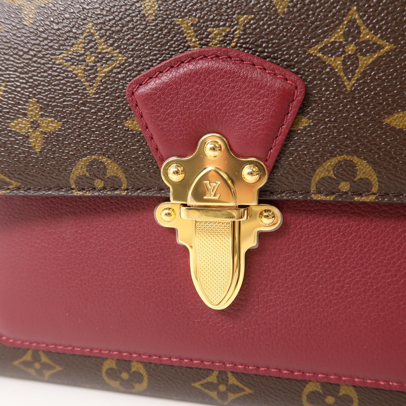 LOUIS VUITTON Monogram Victoire金扣鏈帶肩背袋啡色/紫紅色